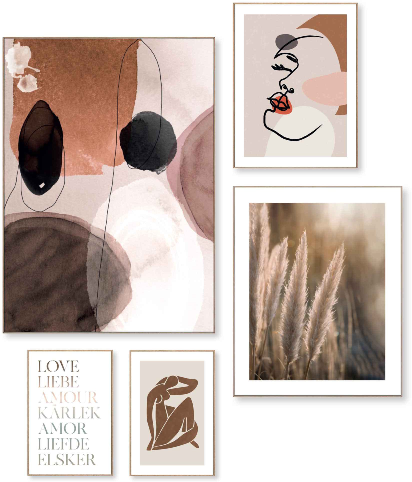 ❤ Reinders! Wandbild »Love match Abstrakte im - Vrouw«, Jelmoli-Online Linienzeichnung - Formen (5 Shop kaufen St.)