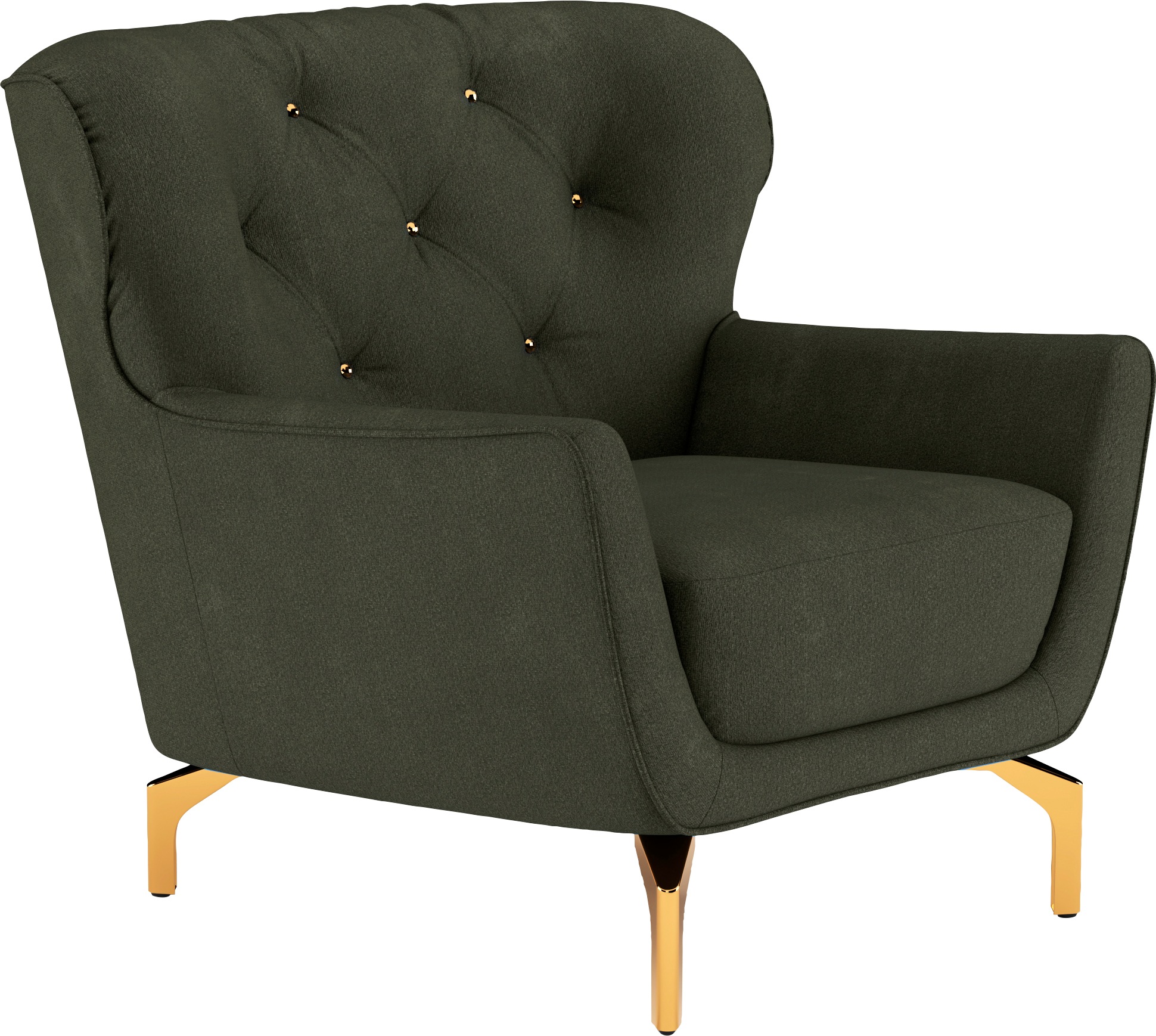 sit&more Sessel »Orient 3«, inkl. 1 Zierkissen mit Strass-Stein, goldfarbene Metallfüsse