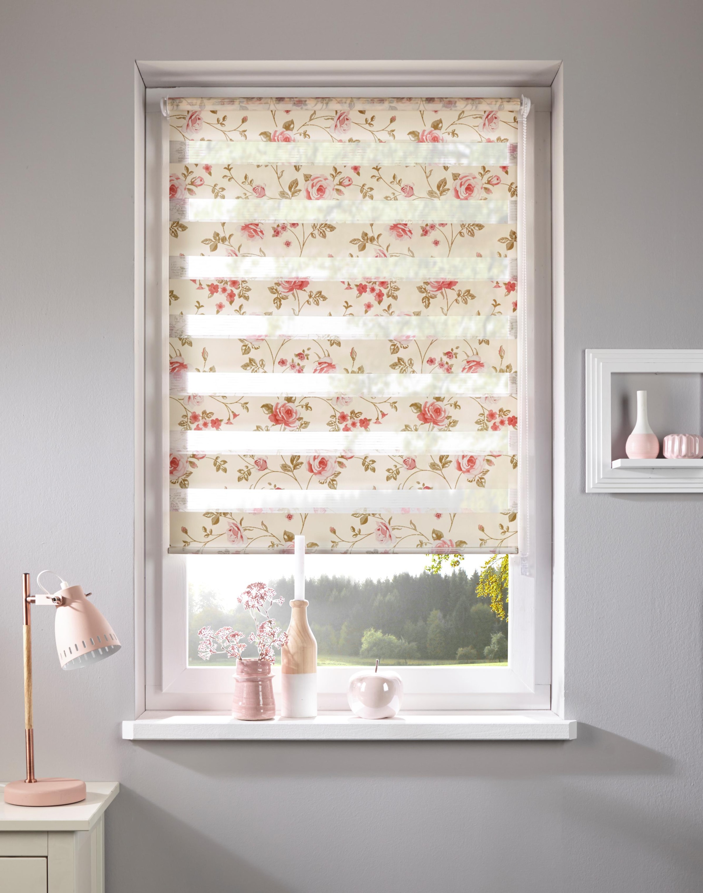 kaufen Home Doppelrollo | freihängend, Rosen Blumen, floral, »Blümchen«, Lichtschutz, im Fixmass, Bohren, online Jelmoli-Versand ohne affaire Klemmfix, bedruckt,