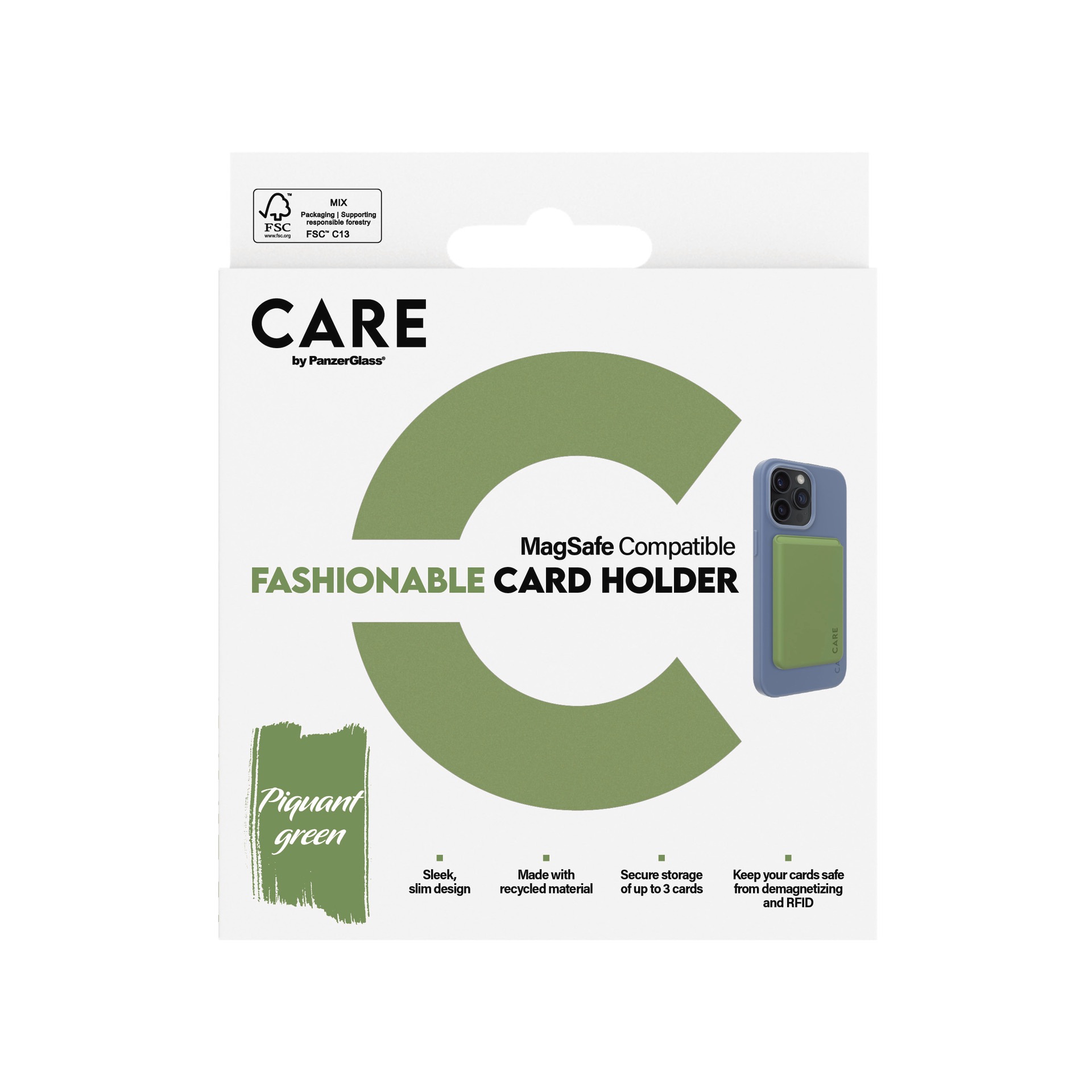 CARE by PanzerGlass Etui »Fashionable Card Holder mit MagSafe für Apple iPhone«, iPhone 12-iPhone 13-iPhone 14, Kartenhalter, Schutzhülle, MagSafe Case, Schutzcase, stossfest