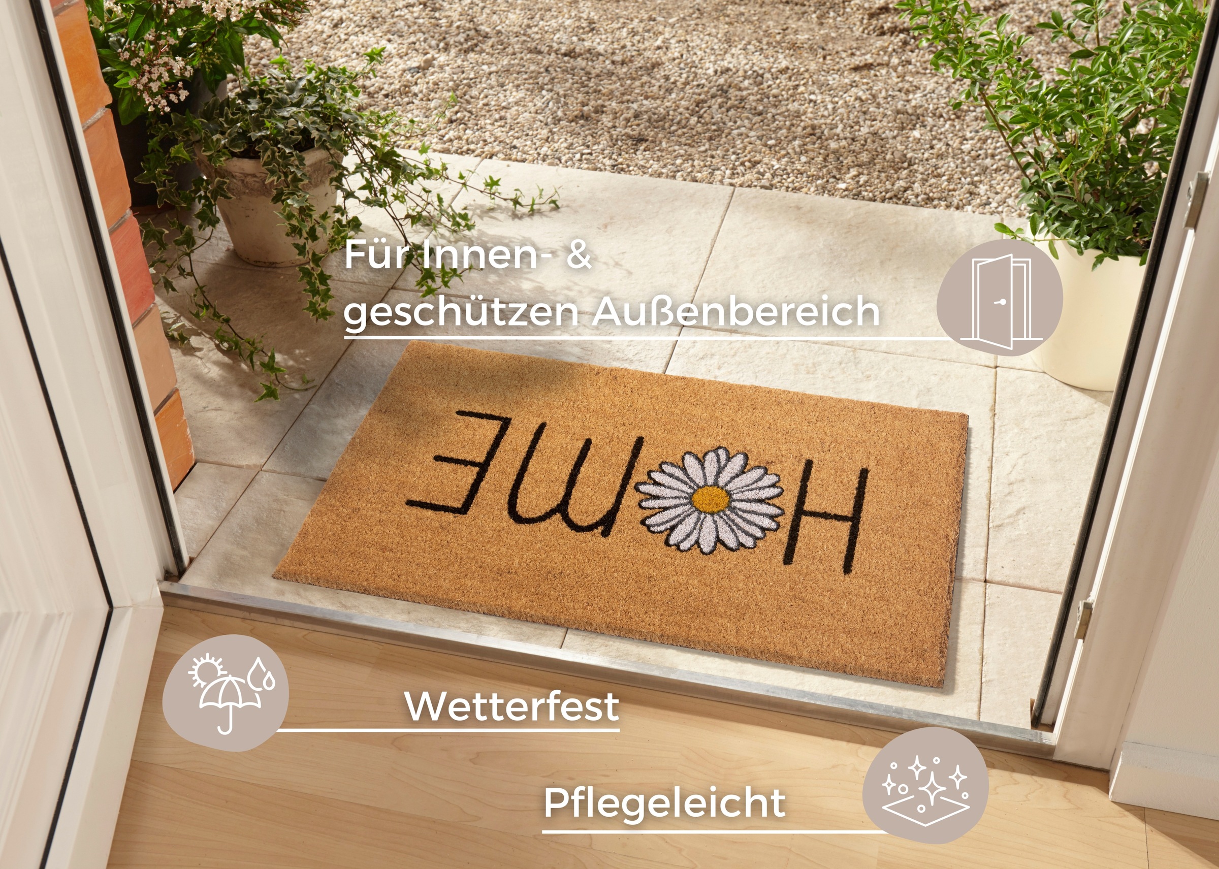 HANSE Home Fussmatte »Home, Türmatte«, rechteckig, 15 mm Höhe, Kokos, Schmutzfangmatte, Outdoor, Rutschfest, Innen, Kokosmatte, Flur