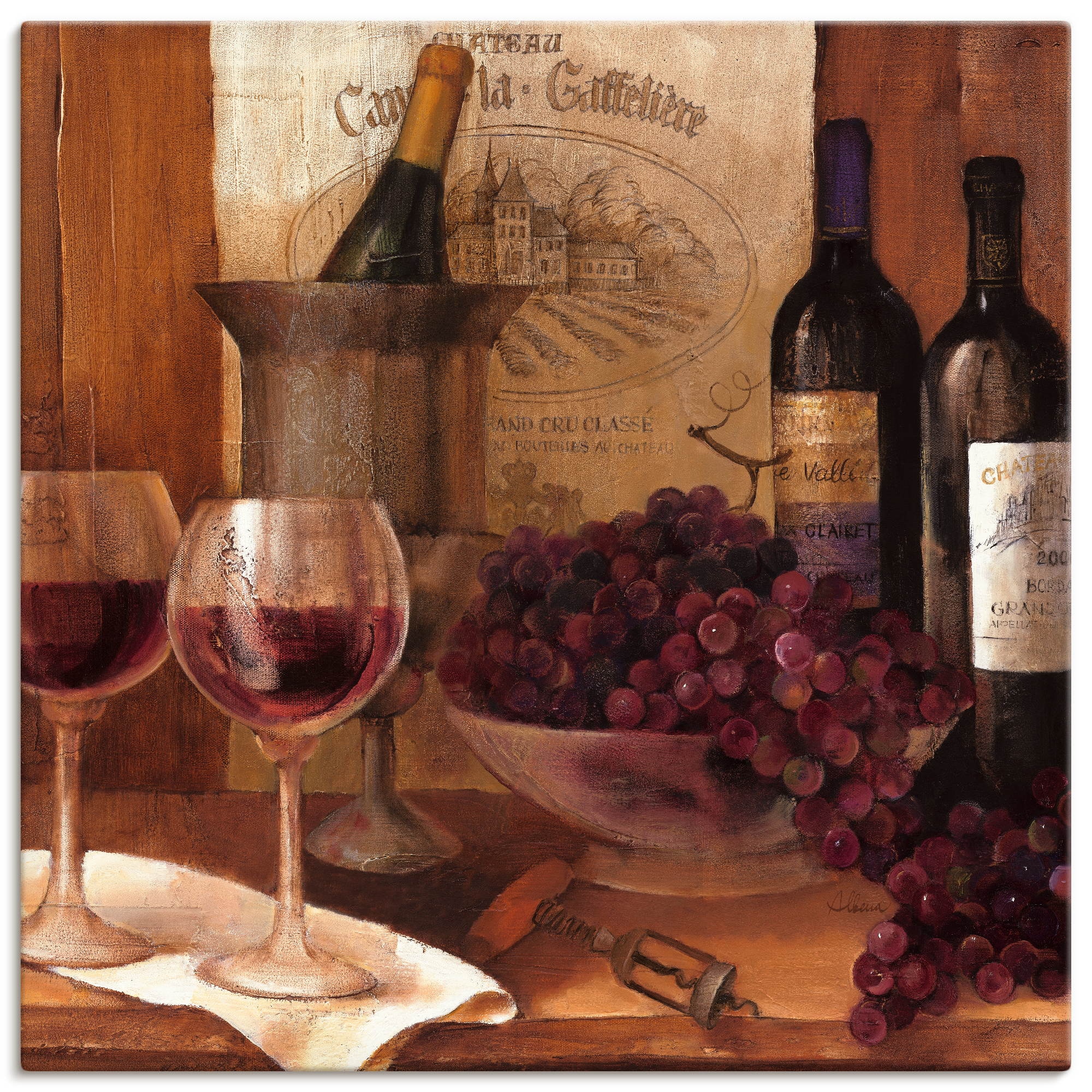 Artland Wandbild »Vintage Wein«, Getränke, in Jelmoli-Versand (1 Leinwandbild, | als kaufen oder Poster versch. St.), online Wandaufkleber Grössen