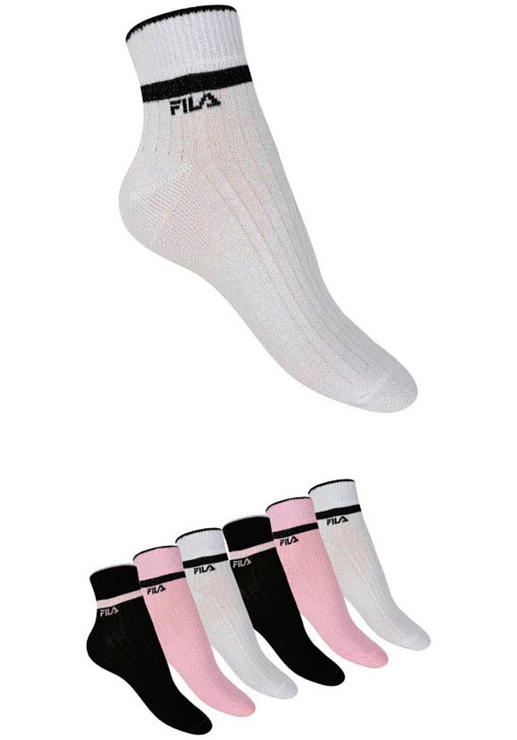 Fila Kurzsocken »WOMAN QUARTER SOCKS« 6 Paar tlg. mit gerippter Knöchelpartie