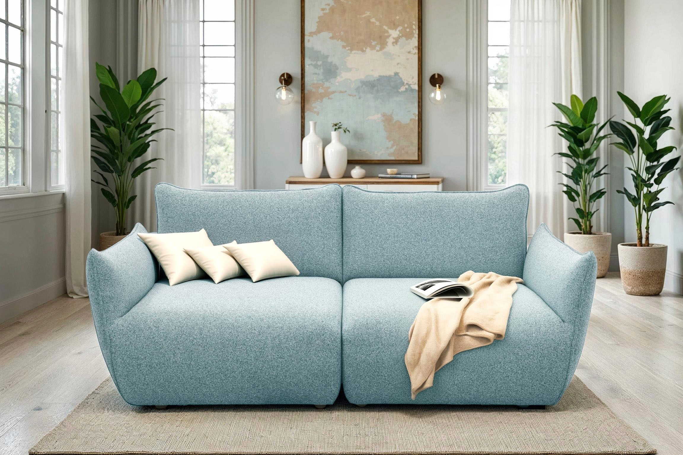 DOMO collection Big-Sofa »800022 in 2 Breiten, Taschenfederkern für hohen Sitzkomfort«, Breite 194cm. Pflegeleichter Strukturstoff aus 100% Polyester