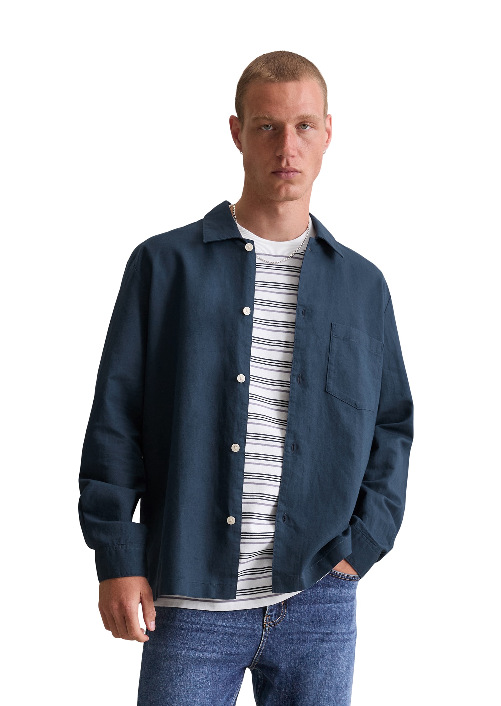 Marc O'Polo DENIM Langarmhemd relaxed, Leinenmischung