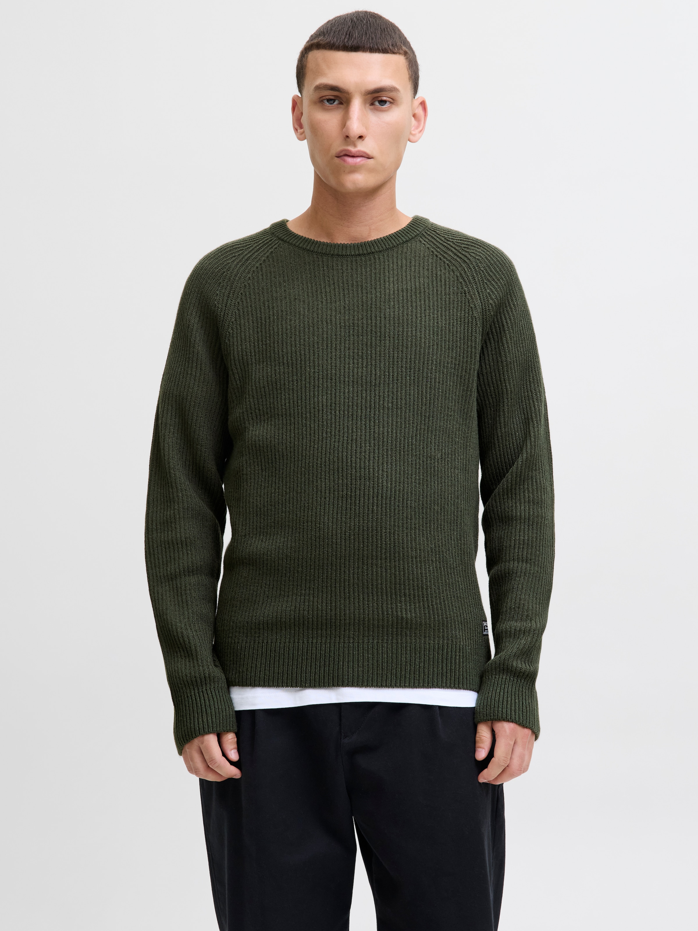 Jack & Jones Rundhalspullover »JJPANNEL KNIT CREW NECK AW25«