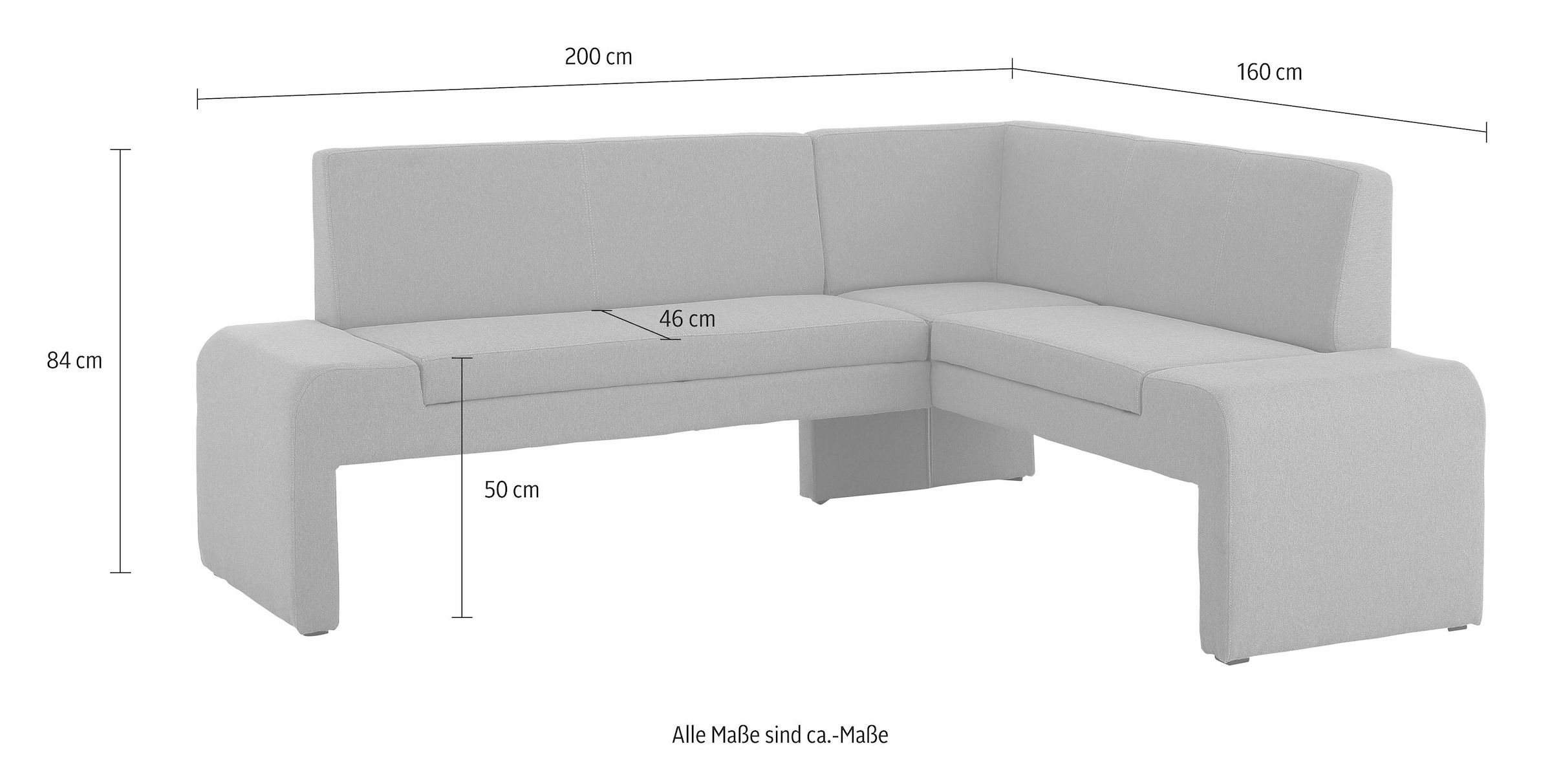 Home affaire Eckbank »Bologna«, in 2 Grössen (langer Schenkel 180 oder 200 cm), verschiedene Qualitäten