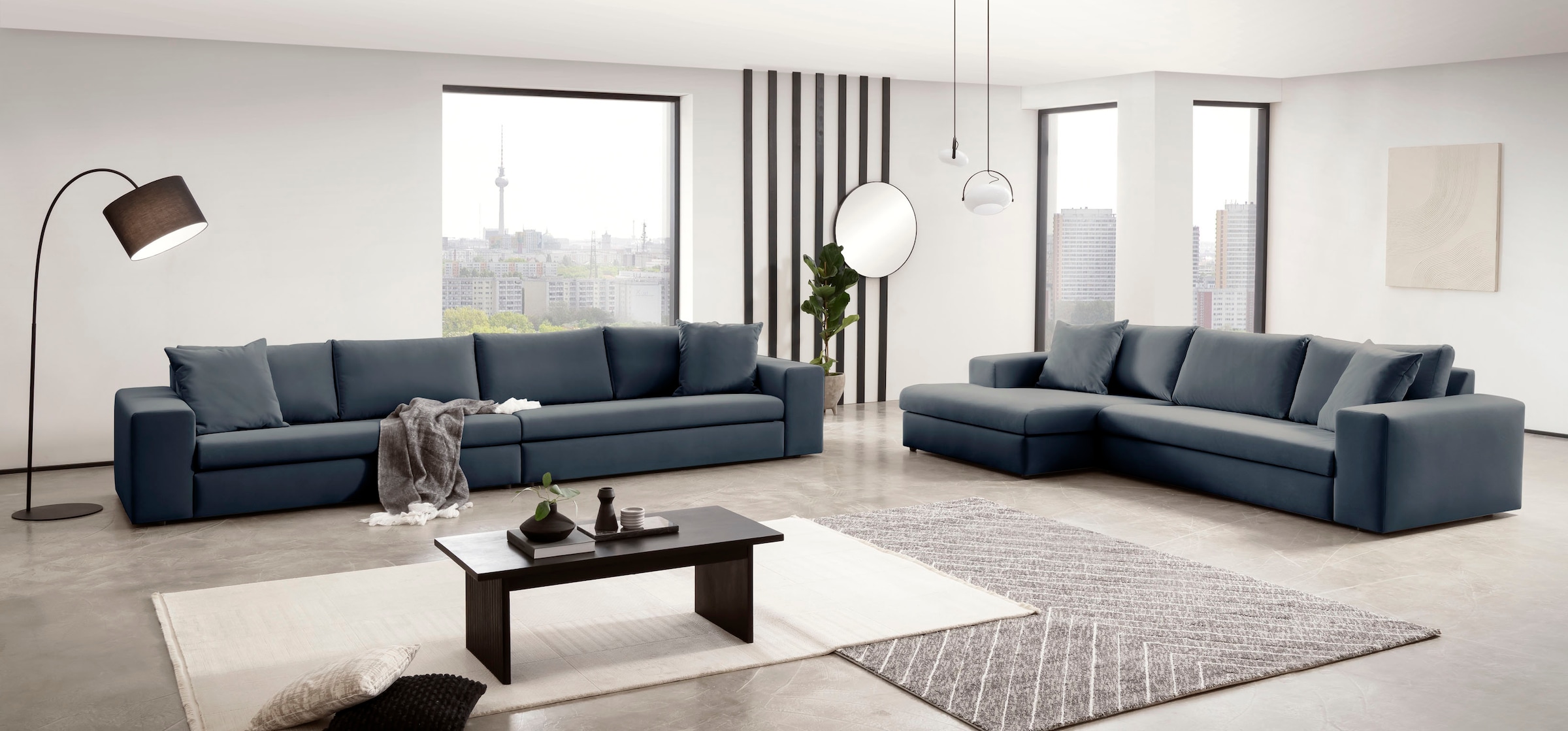 andas Ecksofa »SLEETLAND XXL in Samtvelours oder Vintage-Leder-Optik, L-Form,«, besonders gross und bequem