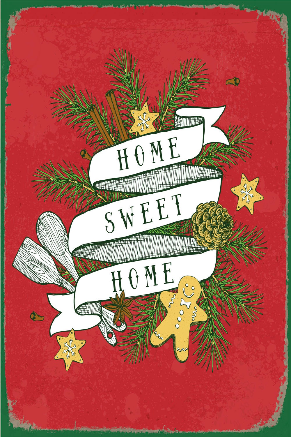 queence Metallbild »Home Sweet Home«, Schriftzüge-Schriftzug-Weihnachten, (1 St.), Stahlschilder