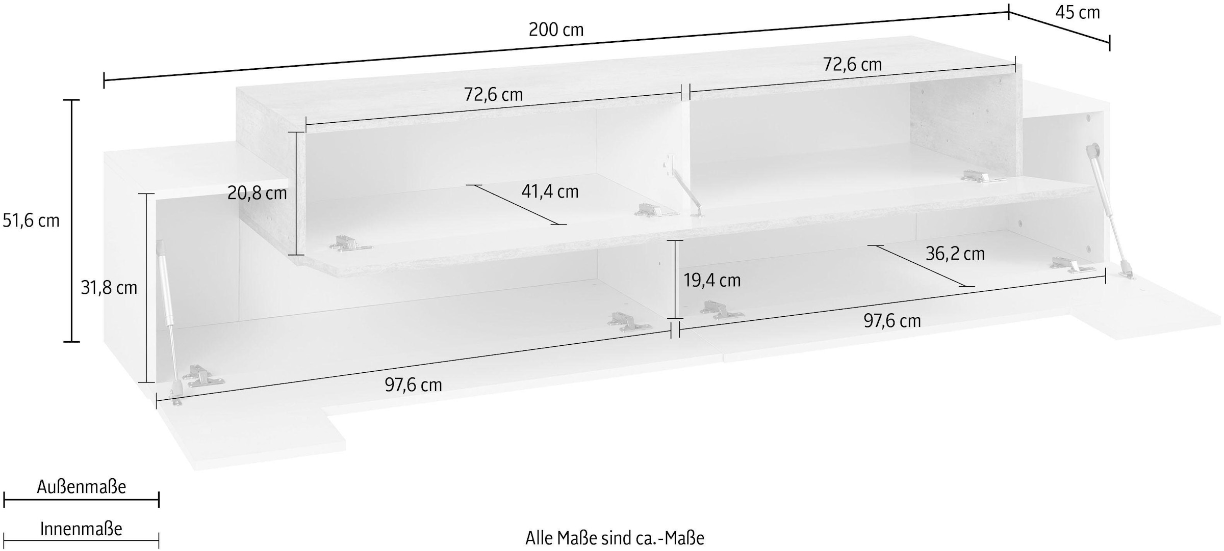 INOSIGN Lowboard »Coro«, Breite 200 cm