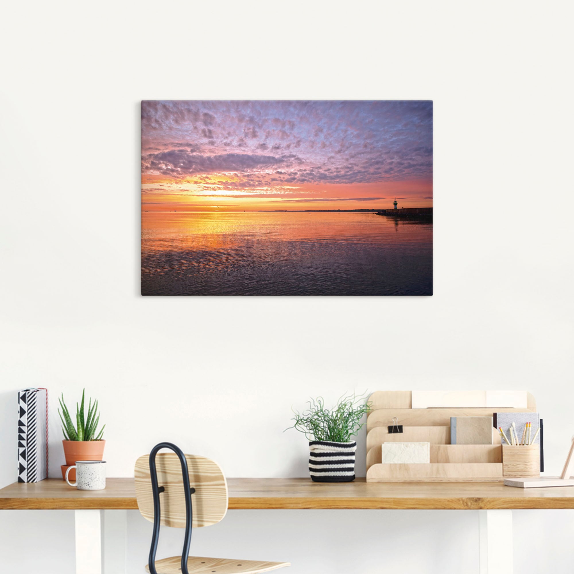 Artland Wandbild »Sonnenaufgang am Ostseestrand«, Bilder vom Sonnenuntergang & -aufgang (1 Stück), in vielen Grössen & Produktarten - Alubild / Outdoorbild, Leinwandbild, Poster, Wandaufkleber / Wandtattoo auch für Badezimmer geeignet