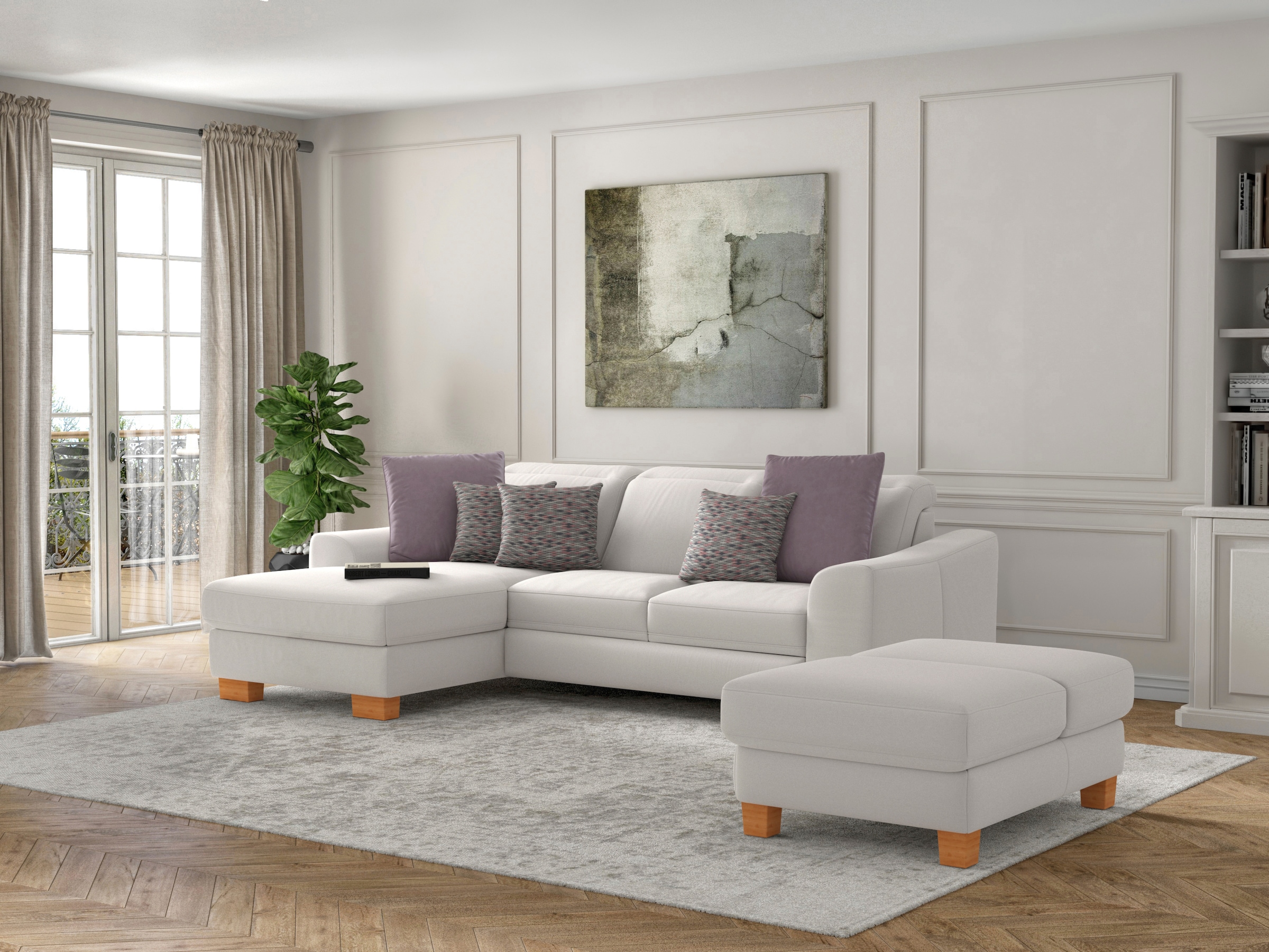 sit&more Ecksofa "Dundee L-Form" mit Federkern und Massivholzfüssen, wahlweise mit Kopfteilverstellung