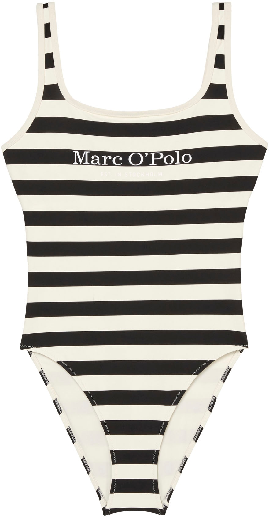 Marc O'Polo Badeanzug, tiefer Rückenausschnitt, Logoschriftzug vorn