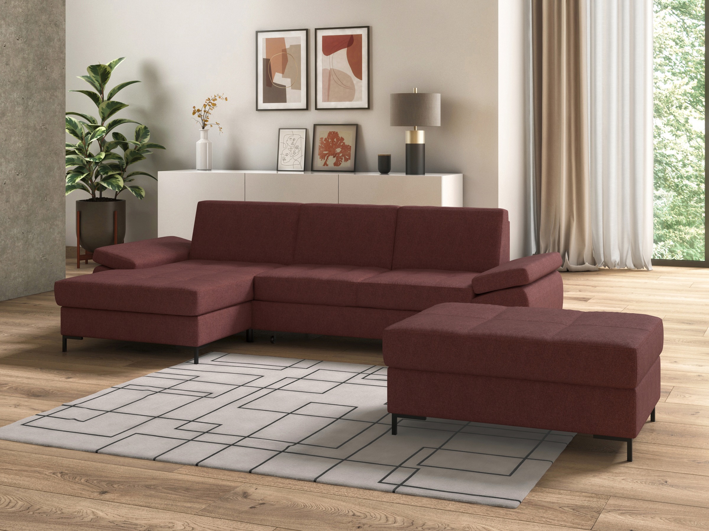 DOMO collection Ecksofa »Capelo, komfortabel, klare Linien zeichnen dieses Design aus, L-Form«, mit Armteilverstellung, wahlweise mit Bettfunktion, Federkern