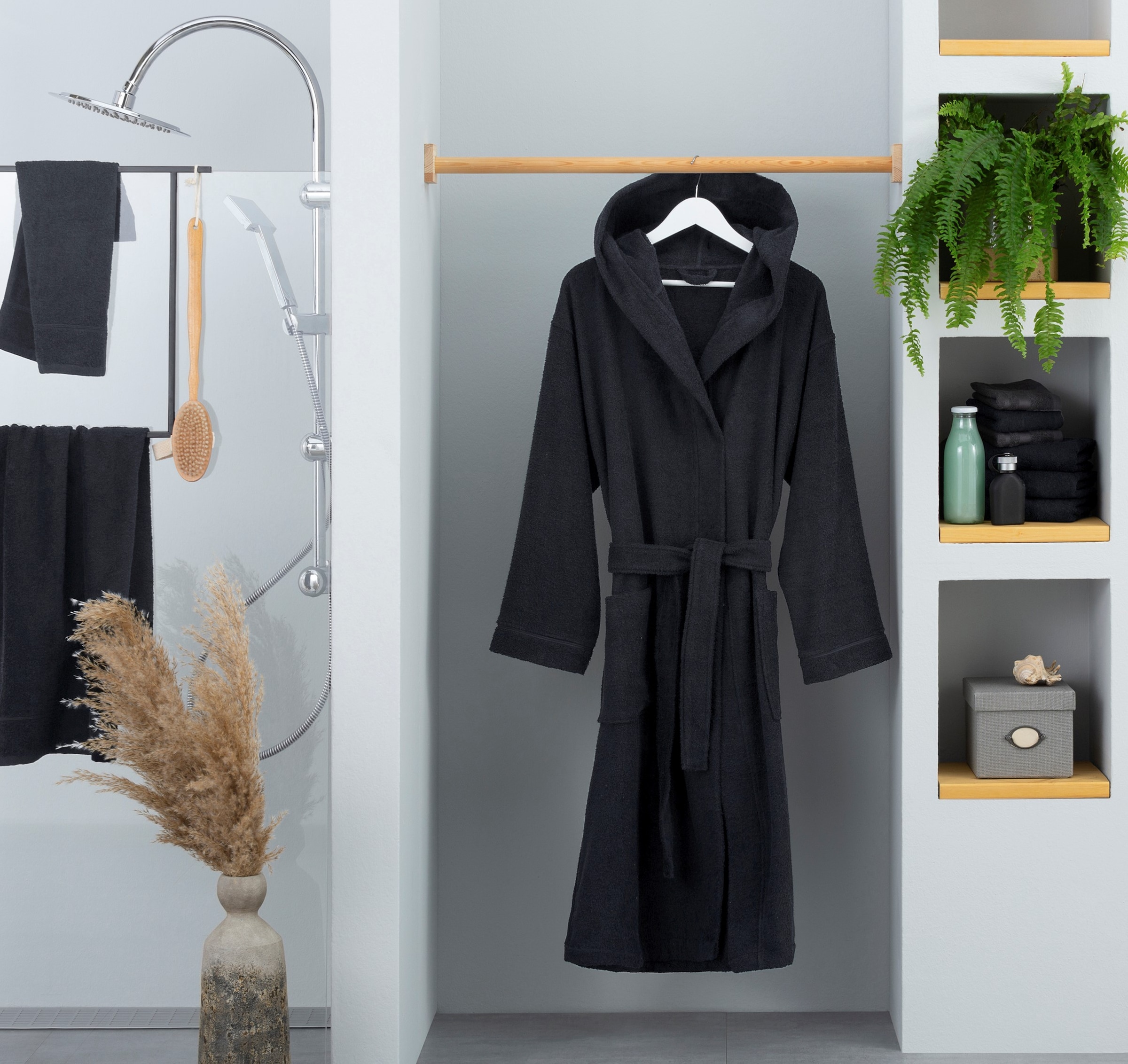 my home Unisex-Bademantel »Sanremo«, (1 St.), mit Taschen, Damen & Herren Bademäntel, S-3XL