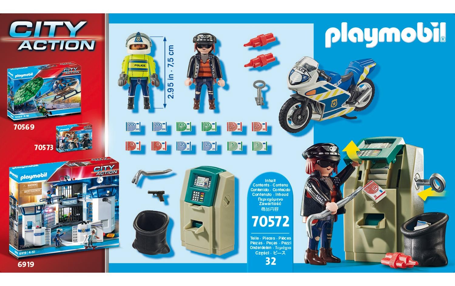 Playmobil® Spielbausteine »City Action Polizei-Motorrad: Verfolgung 70572«, (32 St.)