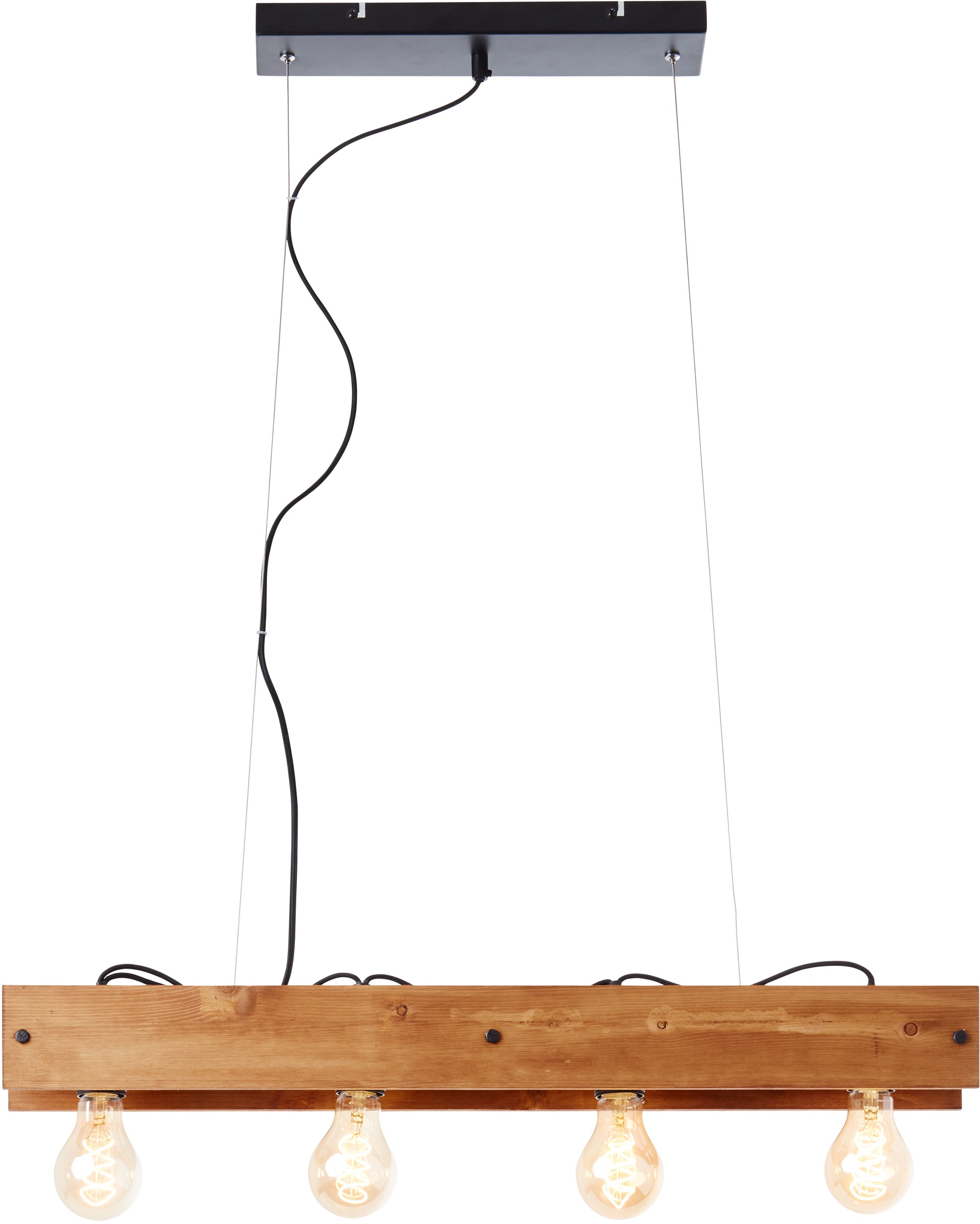 Brilliant Pendelleuchte »Calandra«, 4 flammig, Leuchtmittel E27 | ohne Leuchtmittel, 150 cm Höhe, 75 cm Breite, 4 x E27, Metall/Holz, schwarz/holz