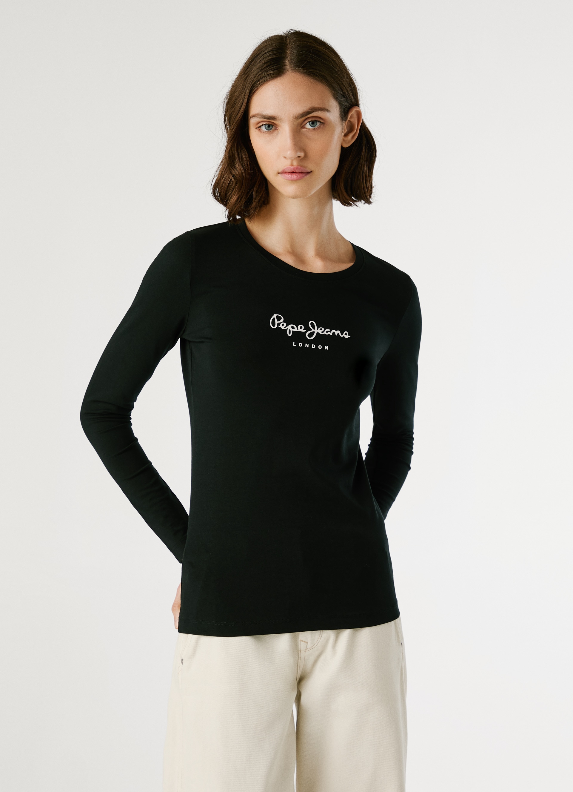 Pepe Jeans Langarmshirt »NEW VIRGINA L/S« mit Logo-Print