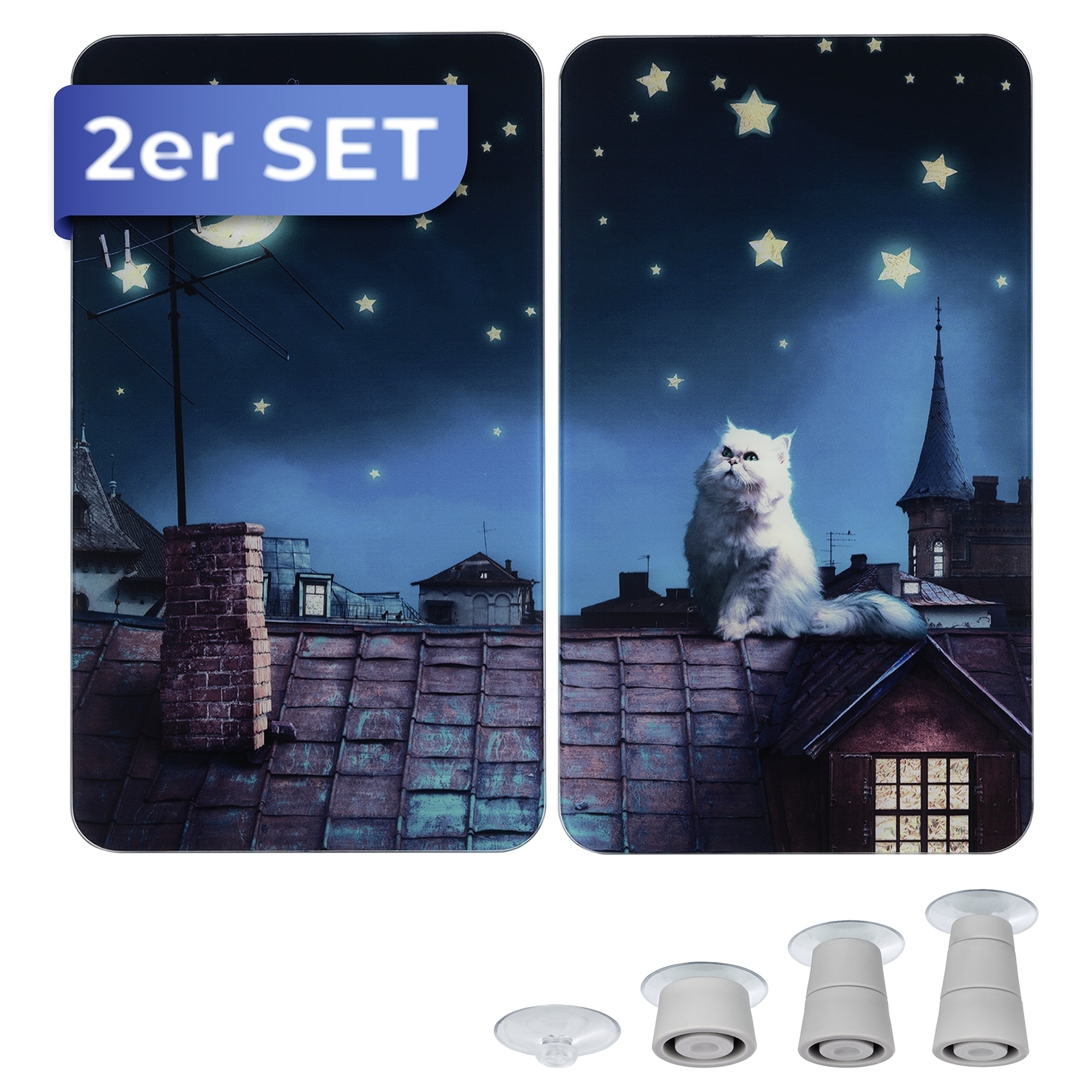 Maximex Herd-Abdeckplatte »Universal Modell Moon Cat«, (Set, 2 tlg.), Herdabdeckung für alle Herdarten, kratzfest, mit rutschfesten Füssen