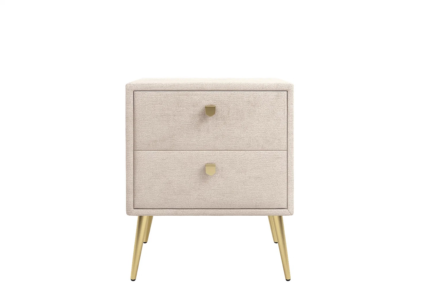 OTTO home Nachtschrank "MOIVREE Polster-Nachtkommode wahlweise mit 2 Schubladen oder Fächer" Nako auf goldenen Beinen, Maße B/T/H: 41/40,5/53,5cm, passend zum Bett
