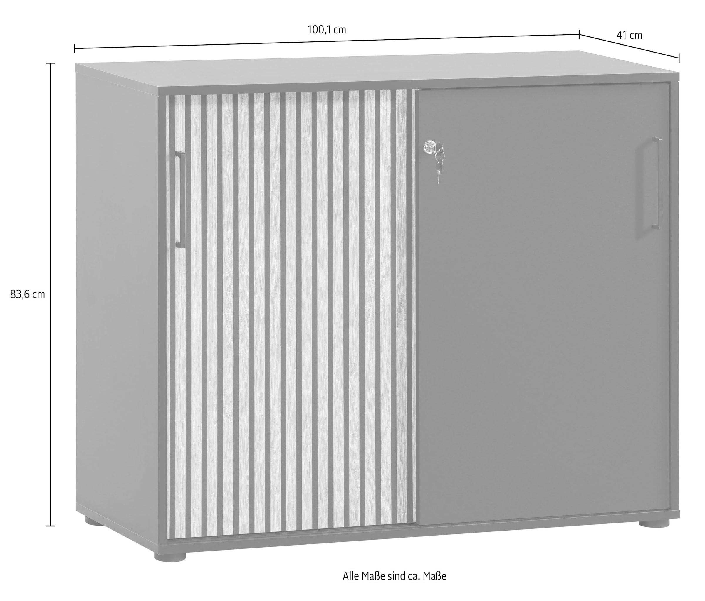 Schildmeyer Schiebetürenschrank »Hank, MADE IN GERMANY, Breite 100 cm«, Tür mit Akustikprint, abschliessbar, Metallbeschläge