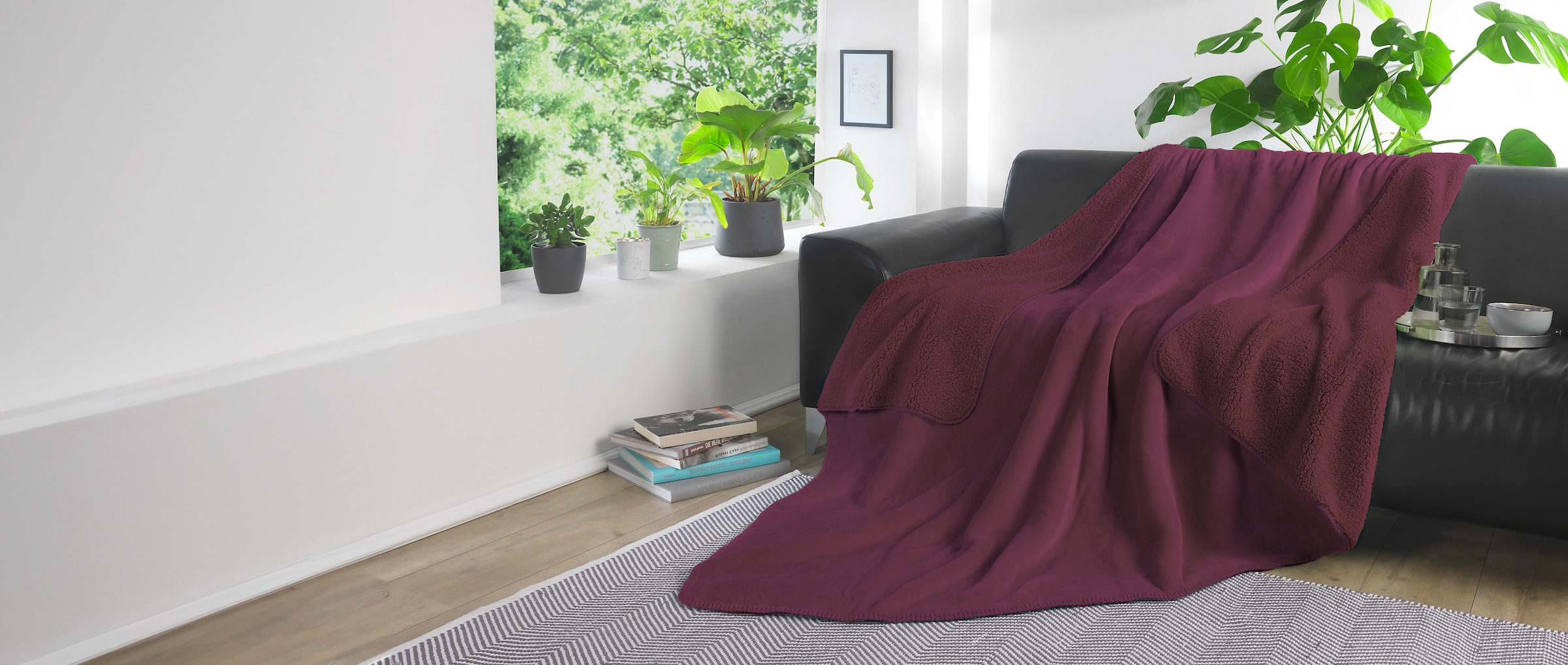 KiNZLER Wohndecke "Demi Flausch" Uni Farben, mit Wendefunktion, Kuscheldecke, 150x200 cm