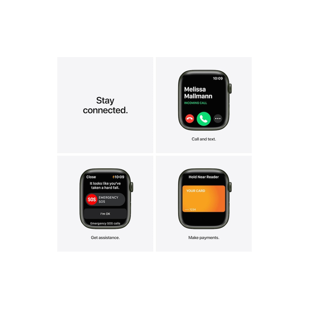 Apple Smartwatch »Serie 7, GPS, 45 mm Aluminiumgehäuse mit Sportarmband«, (Watch OS MKN73FD/A)