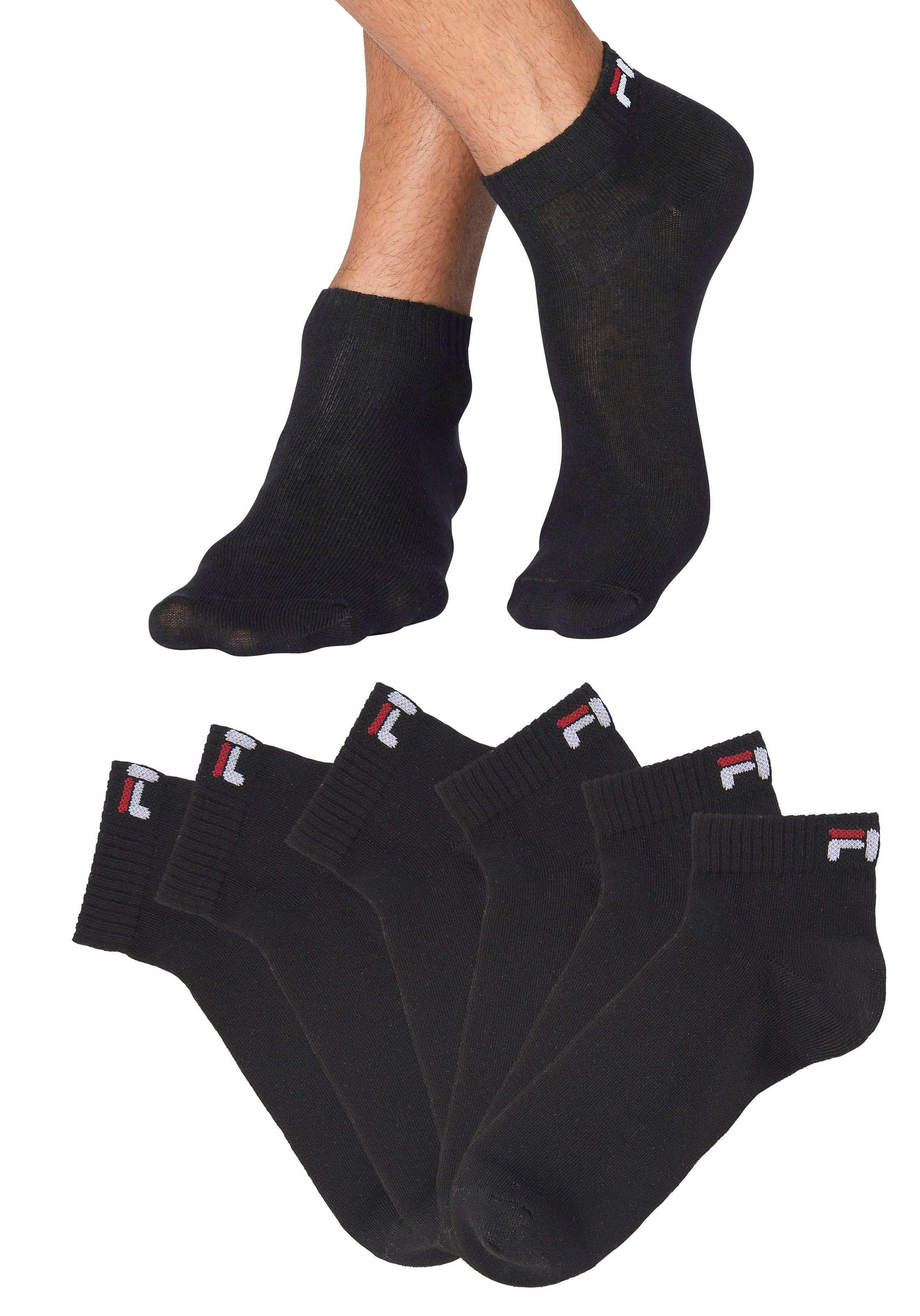 Fila Kurzsocken "UNISEX INVISIBLE PLAIN SOCKS" 6 Paar, 6 Stk. tlg. Baumwollmischung, Rippenbündchen, flache Zehennaht