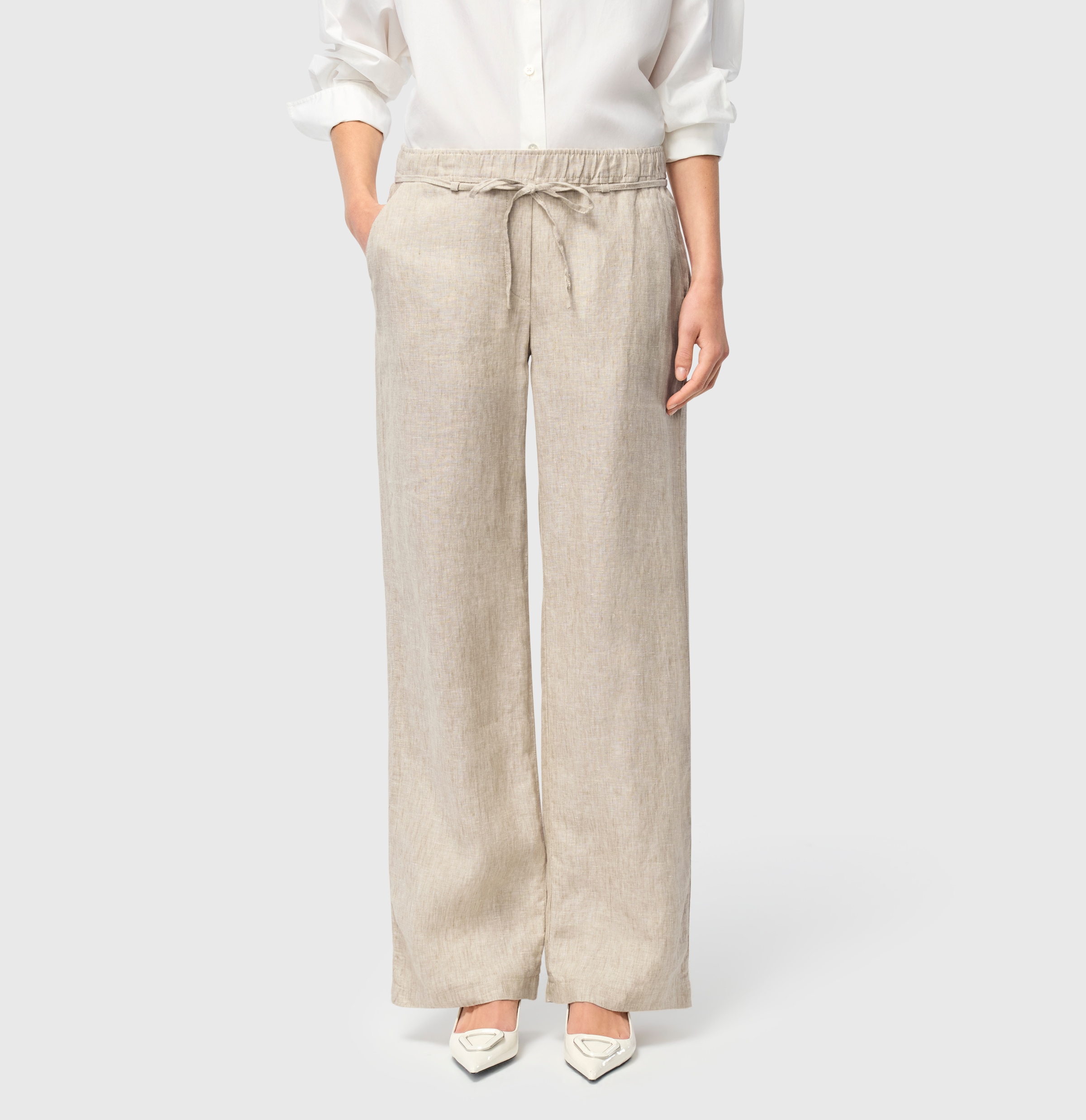 MAC Leinenhose »CHIARA BELT« Sommerhose Wide Fit, mit geradem, weitem Bein