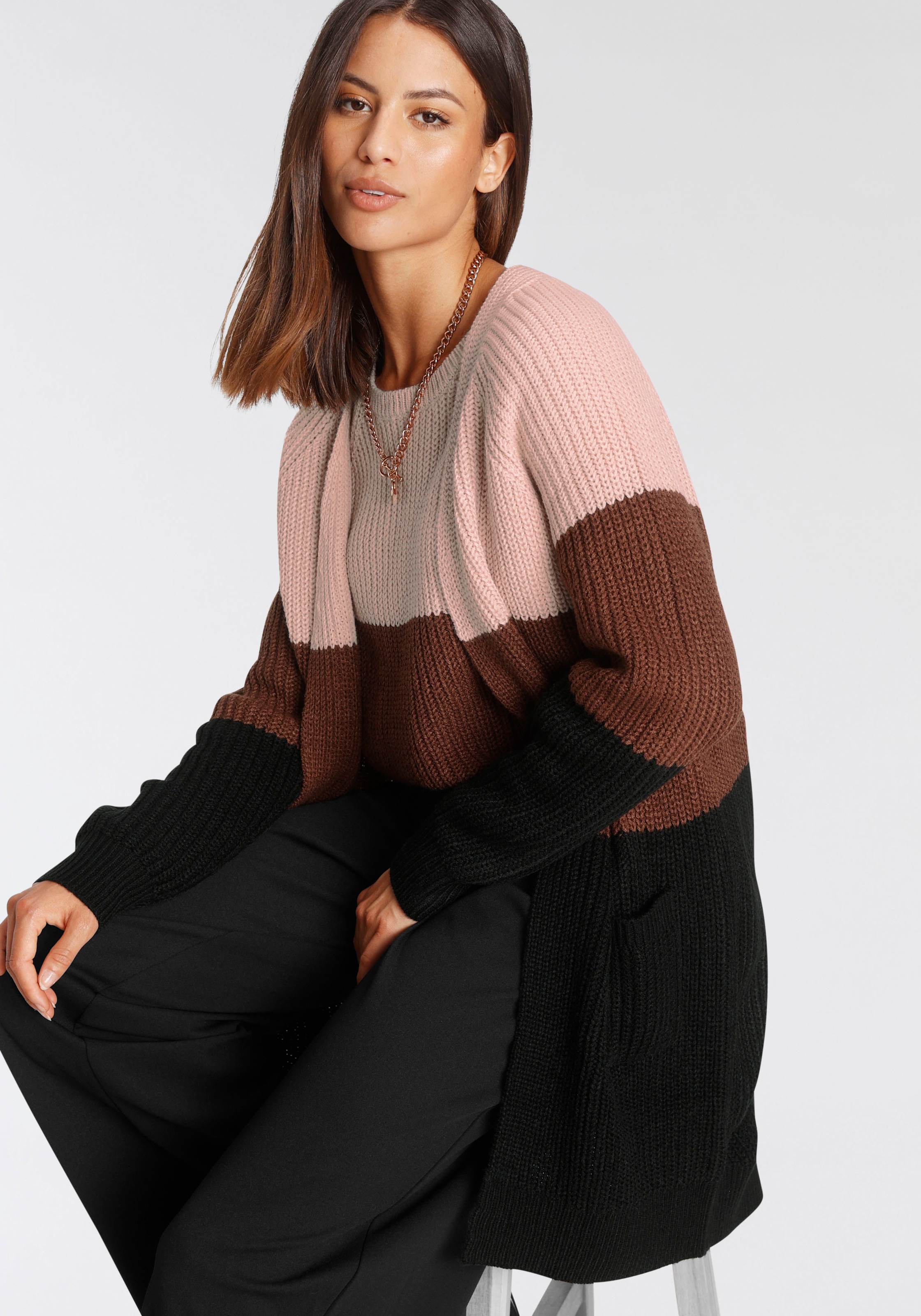 ONLY Longstrickjacke »ONLMANTANNA«, im Colorblocking - Dessin