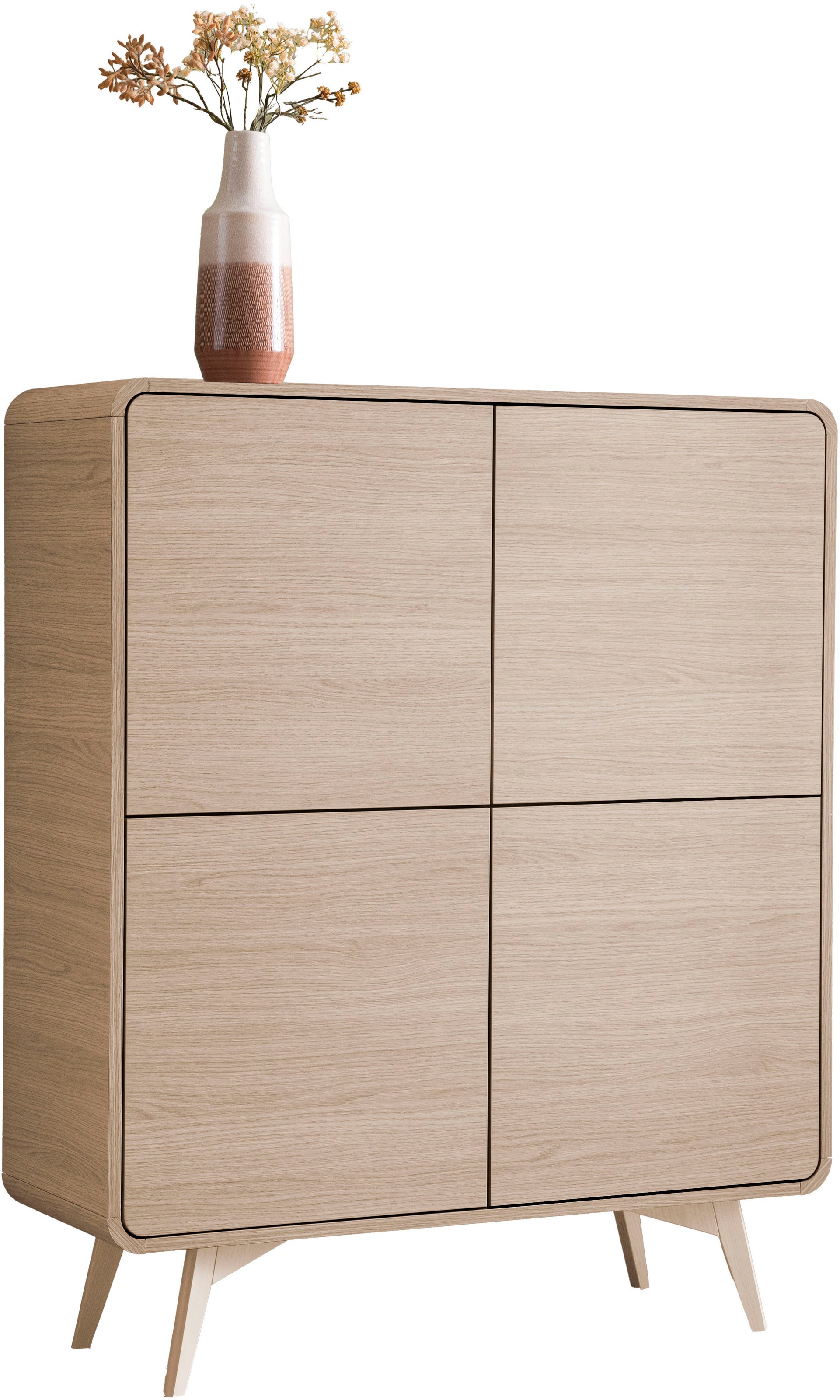 Home affaire Highboard "Torsby, moderner Schrank, Stauraumelement in Eiche Natur, 108 cm breit" abgerundete Ecken, ausreichend Stauraum, vielseitig einsetzbar