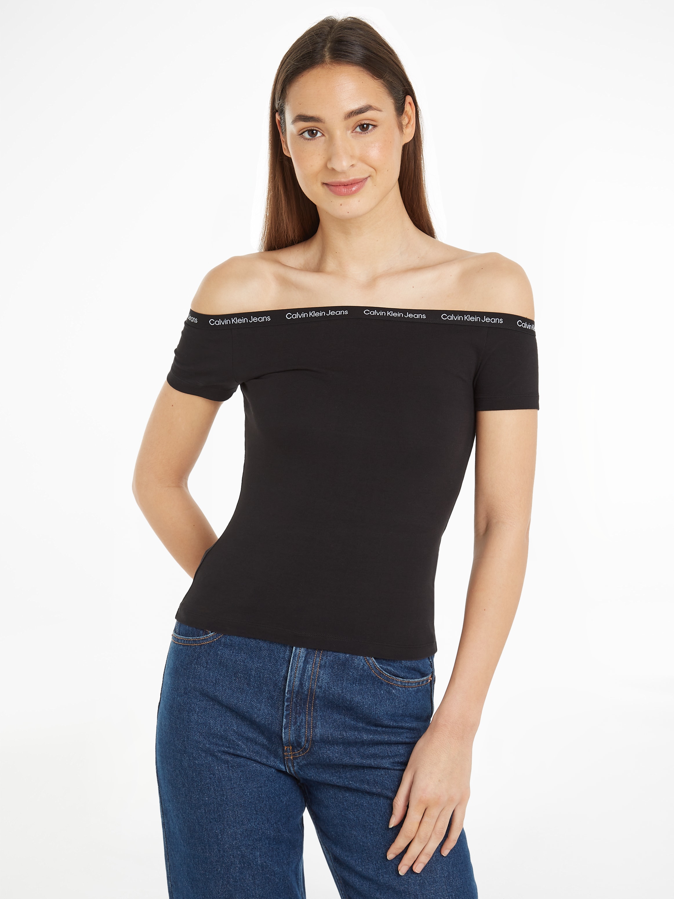 Calvin Klein Jeans T-Shirt »LOGO ELASTIC BARDOT TOP«, mit Logoschriftzug