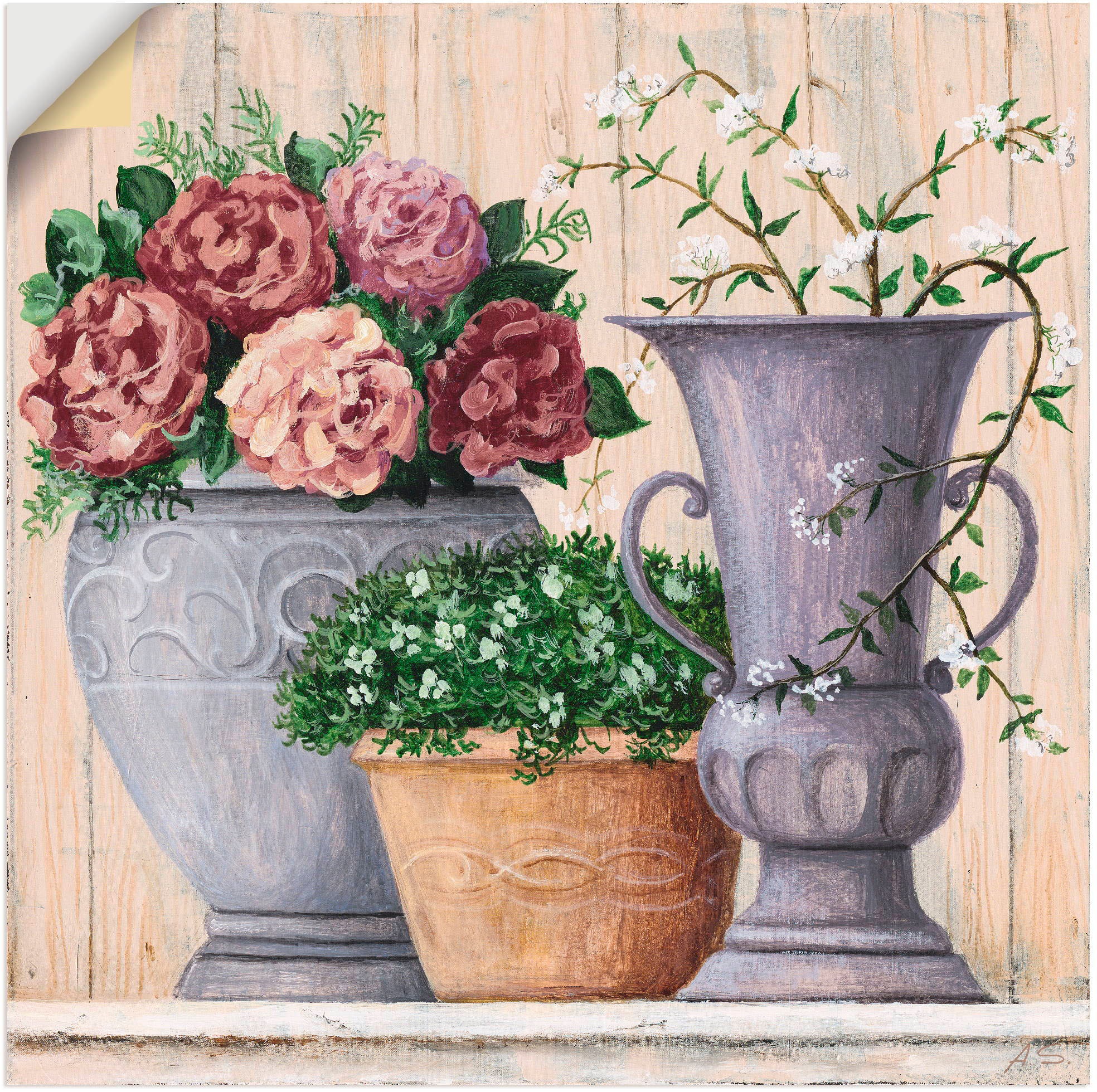 Artland Wandbild »Antike Blumen_hell«, Vasen & Töpfe, (1 St.), als Alubild,  Leinwandbild, Wandaufkleber oder Poster in versch. Grössen online bestellen  | Jelmoli-Versand
