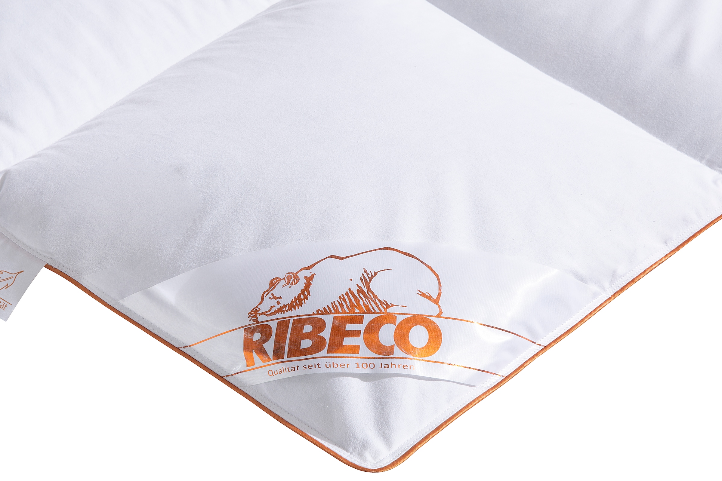 RIBECO Daunenbettdecke »Richard, Bettdecken für Sommer oder Winter, Made in Germany«, leicht, Füllung 90% Daune & 10% Federn, Bezug Baumwolle, (1 St.), Bettdecke 135x200 cm, 155x220 cm und weitere Grössen, Decke