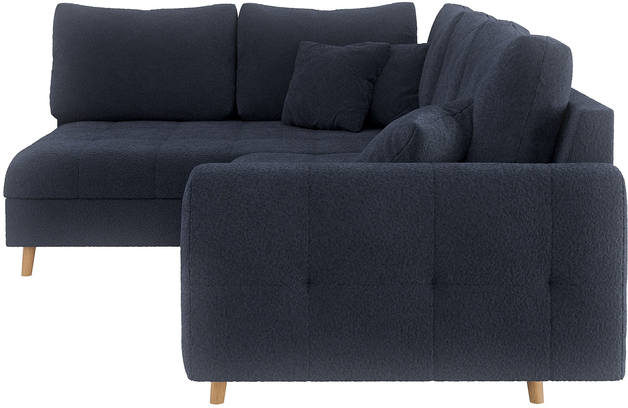 Home affaire Ecksofa »CHARRE L-Form mit Ottomane, Masse B/T/H: 231/161/81 cm«, feine Steppung, lose Rücken- und Zierkissen, auch in Cord und Bouclé