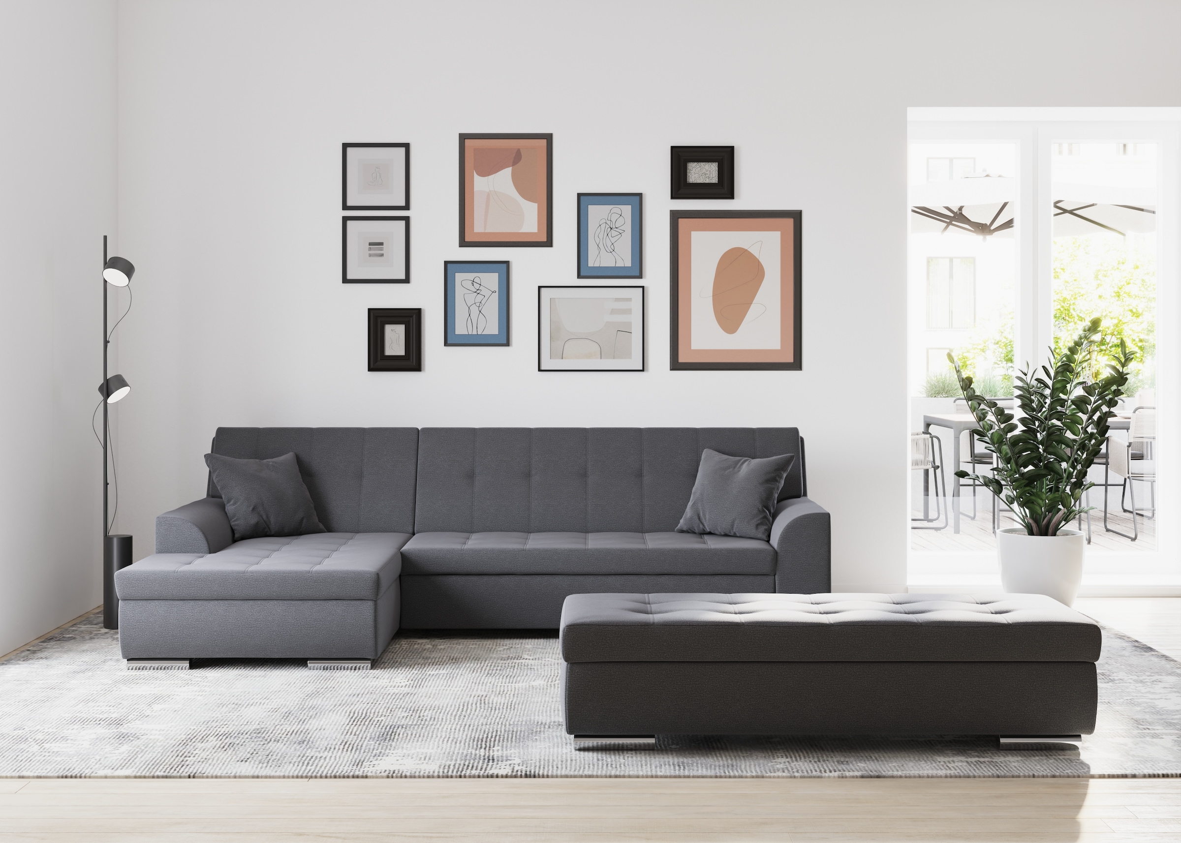 DOMO collection Ecksofa Treviso, wahlweise mit Bettfunktion, incl. Zierkissen