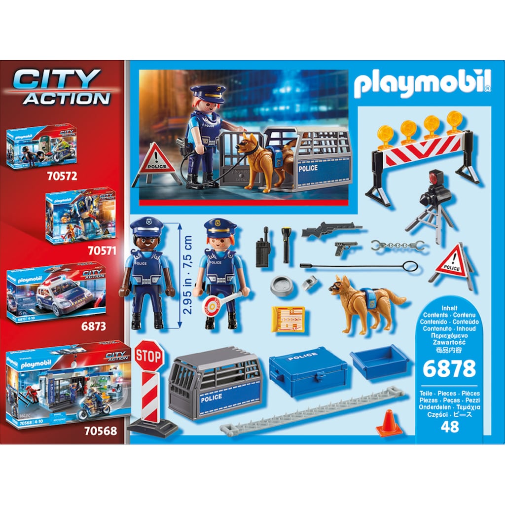 Playmobil® Konstruktions-Spielset »Polizei-Strassensperre (6878), City Action«, (48 St.), Made in Germany