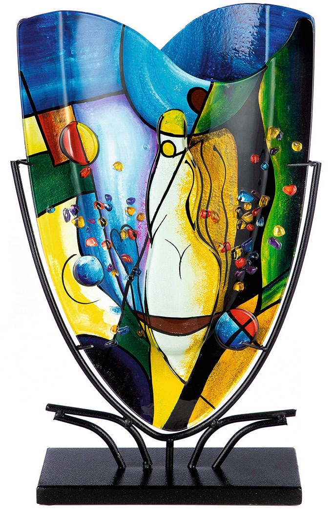 Casablanca by Gilde Tischvase »Magic, Dekovase«, (1 St.), Vase aus Glas, mit schwarzem Metallfuss