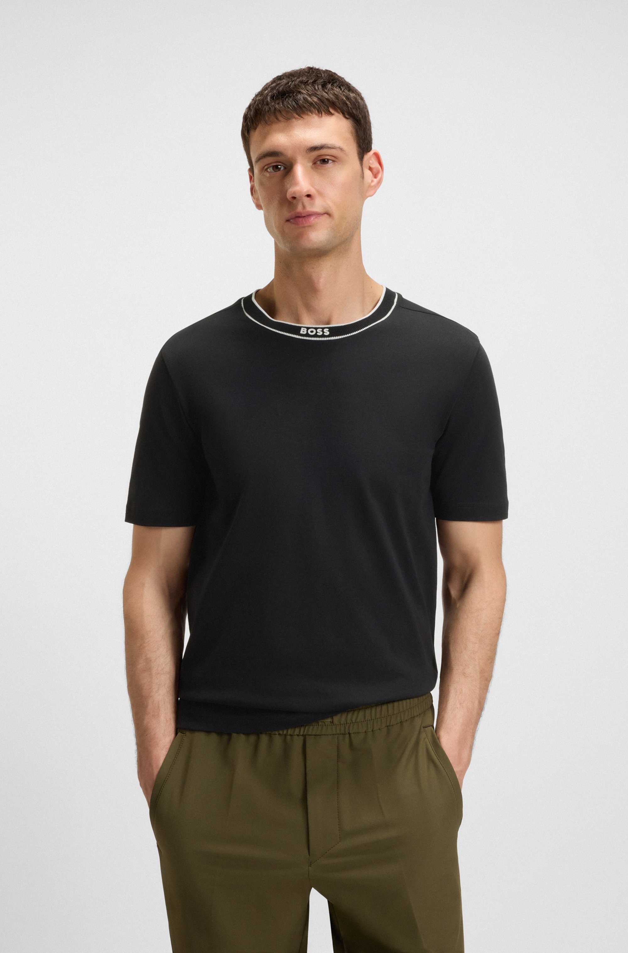 BOSS GREEN T-Shirt »Tee« mit Streifendetail am Ausschnitt
