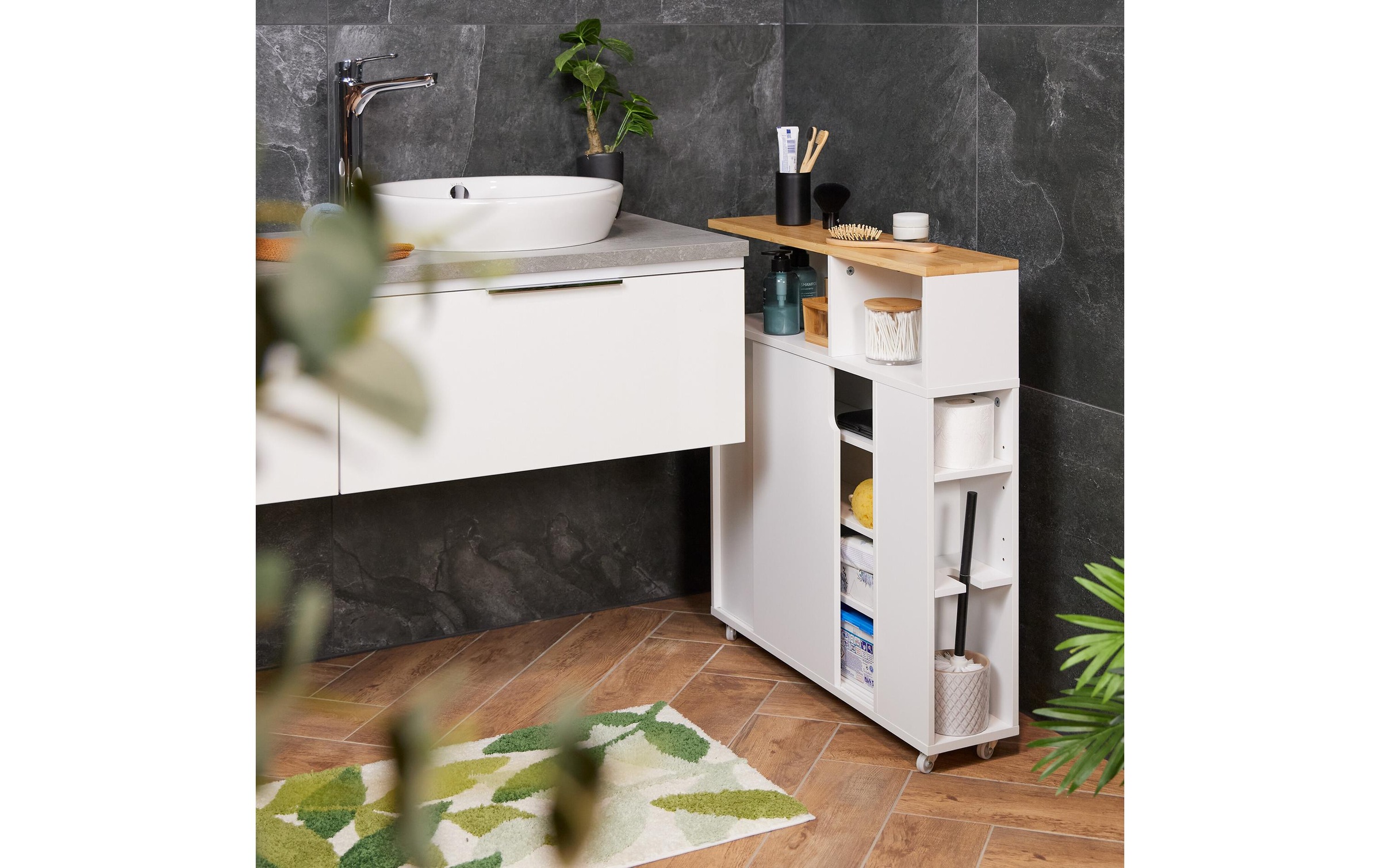 relaxdays Rollwagen »mit Ablage 79 x 17 x 75 cm«