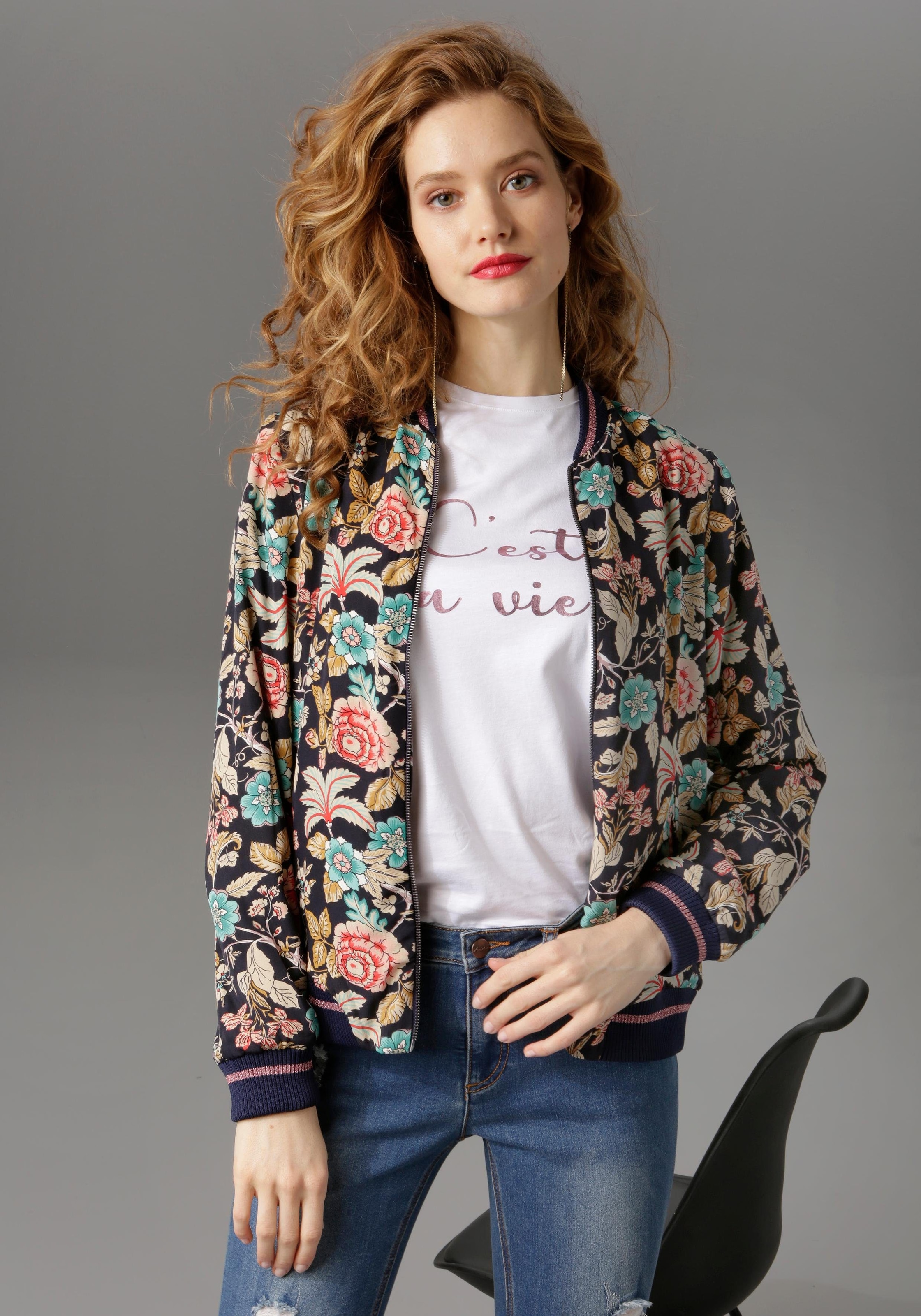 Aniston CASUAL Blouson, mit Blumendruck online shoppen bei Jelmoli-Versand  Schweiz