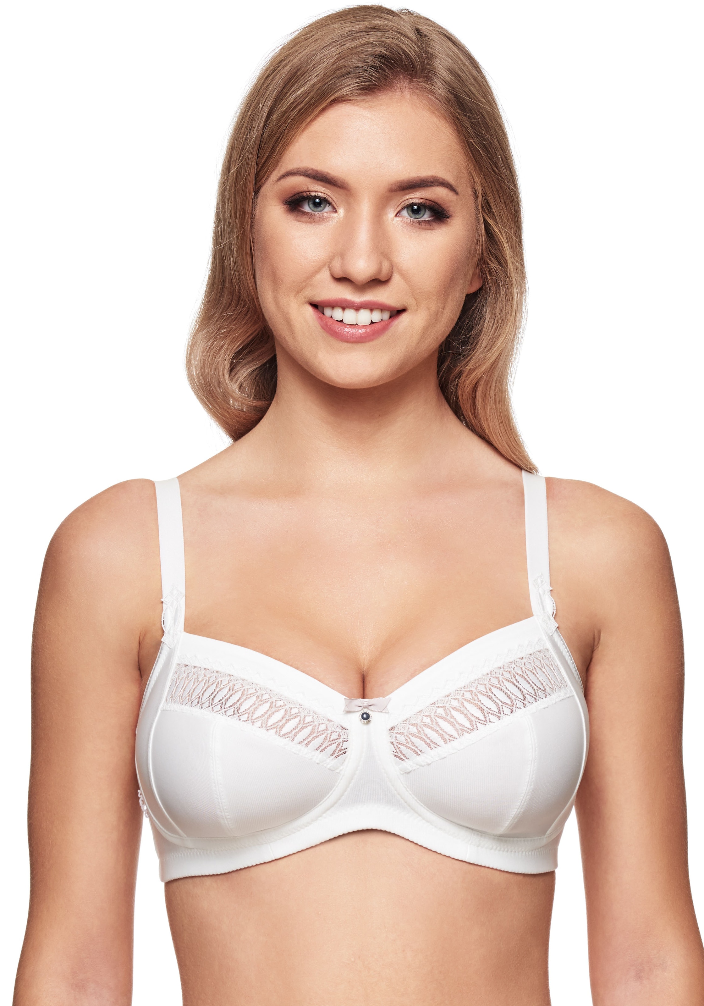 Susa Bügelloser BH "Santorin" Schweizer Tüllstickerei, Schmuckstein, genähte Cups, hohe Stegmitte