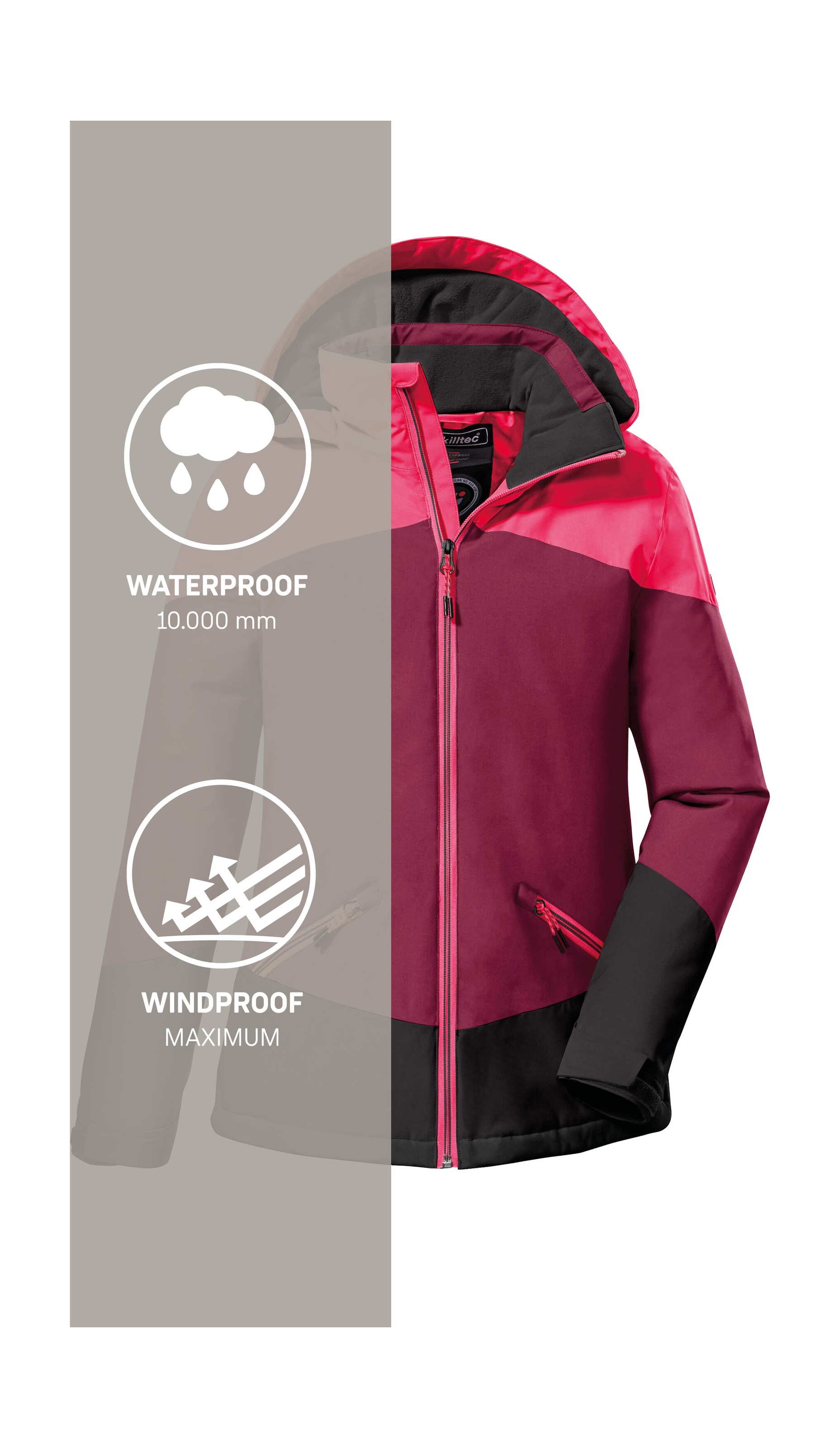 Killtec Outdoorjacke »KOW 195 GRLS JCKT«, Wasserdichte Winterjacke mit Colourblock, verstellbaren Details
