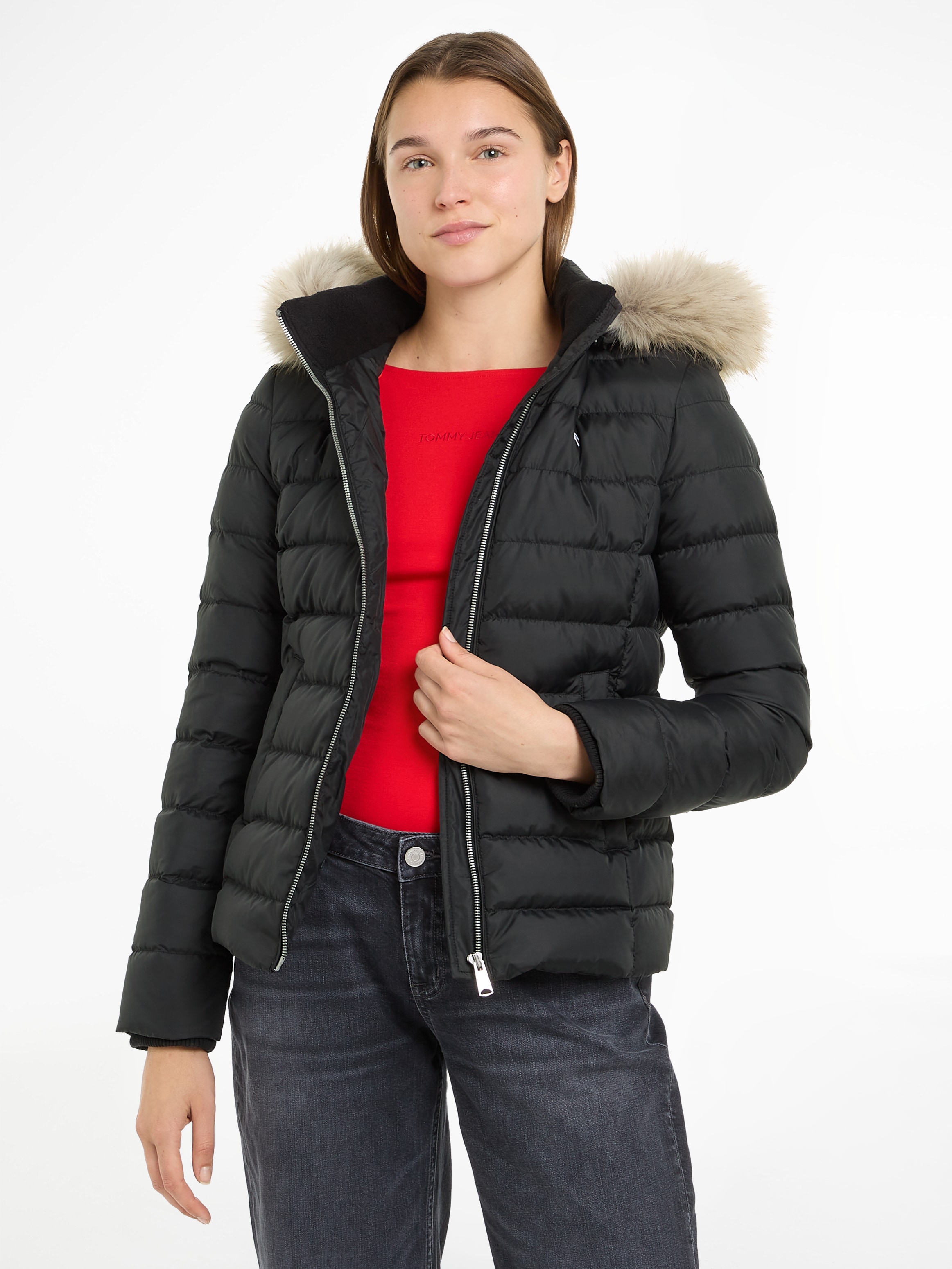 Tommy Jeans Curve Steppjacke »TJW BASIC HOODED DOWN JACKET EXT«, mit Kapuze, in Grossen Grössen, mit Kapuze