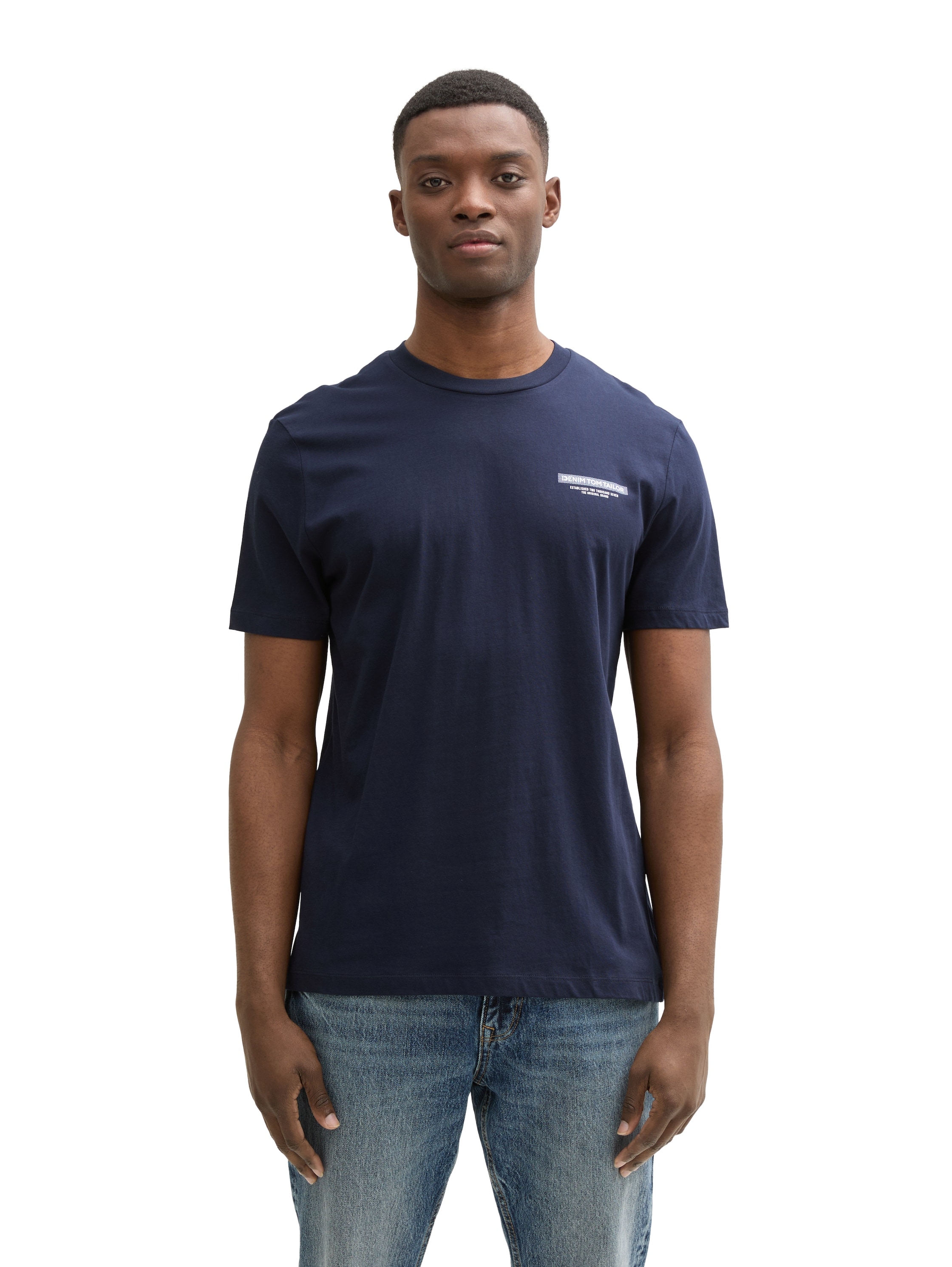 TOM TAILOR Denim Rundhalsshirt mit verschiedenen Logo Prints