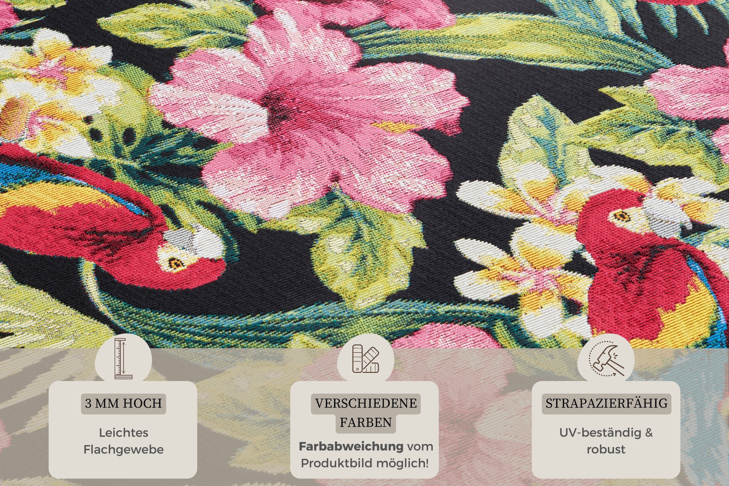 HANSE Home Outdoorteppich »Tropical Feeling«, rechteckig, 3 mm Höhe, In-& Outdoor, Teppich, Wetterfest, Balkon, Garten, Wohnzimmer, Floral