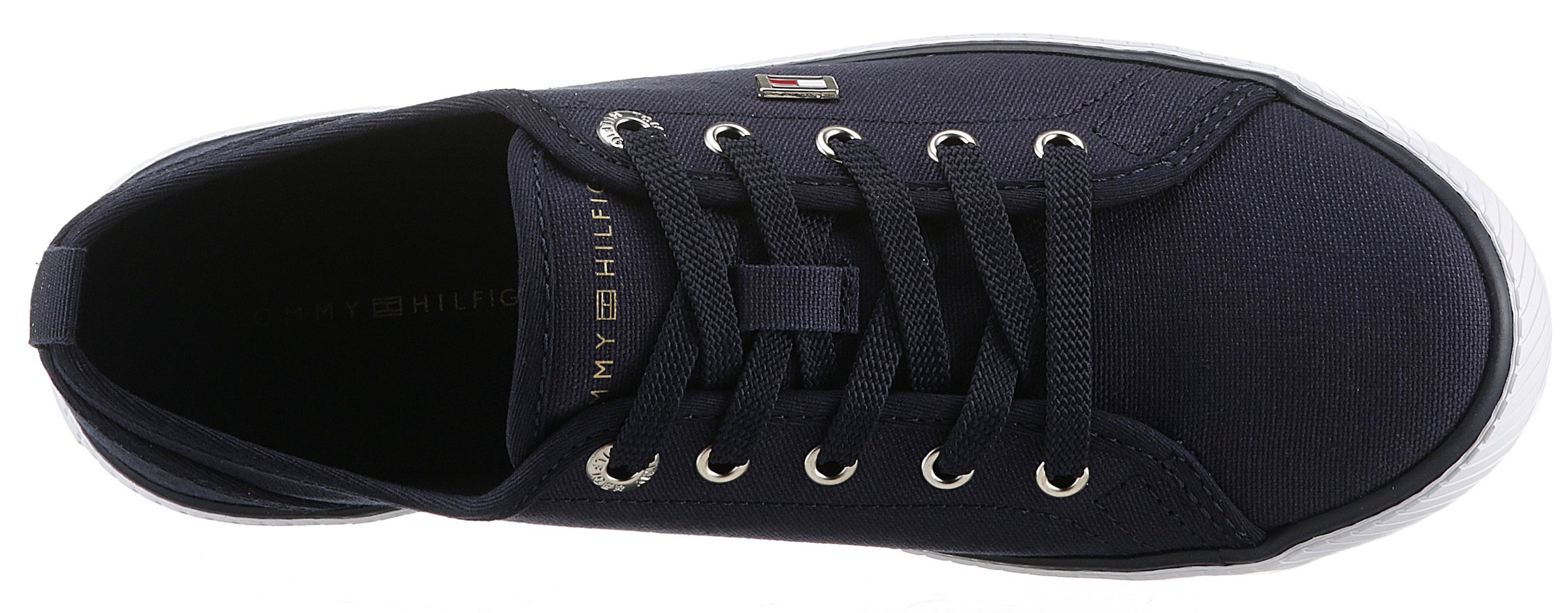 Tommy Hilfiger Plateausneaker »VULC CANVAS SNEAKER«, Freizeitschuh, Halbschuh, Schnürschuh mit praktischer Anziehlasche