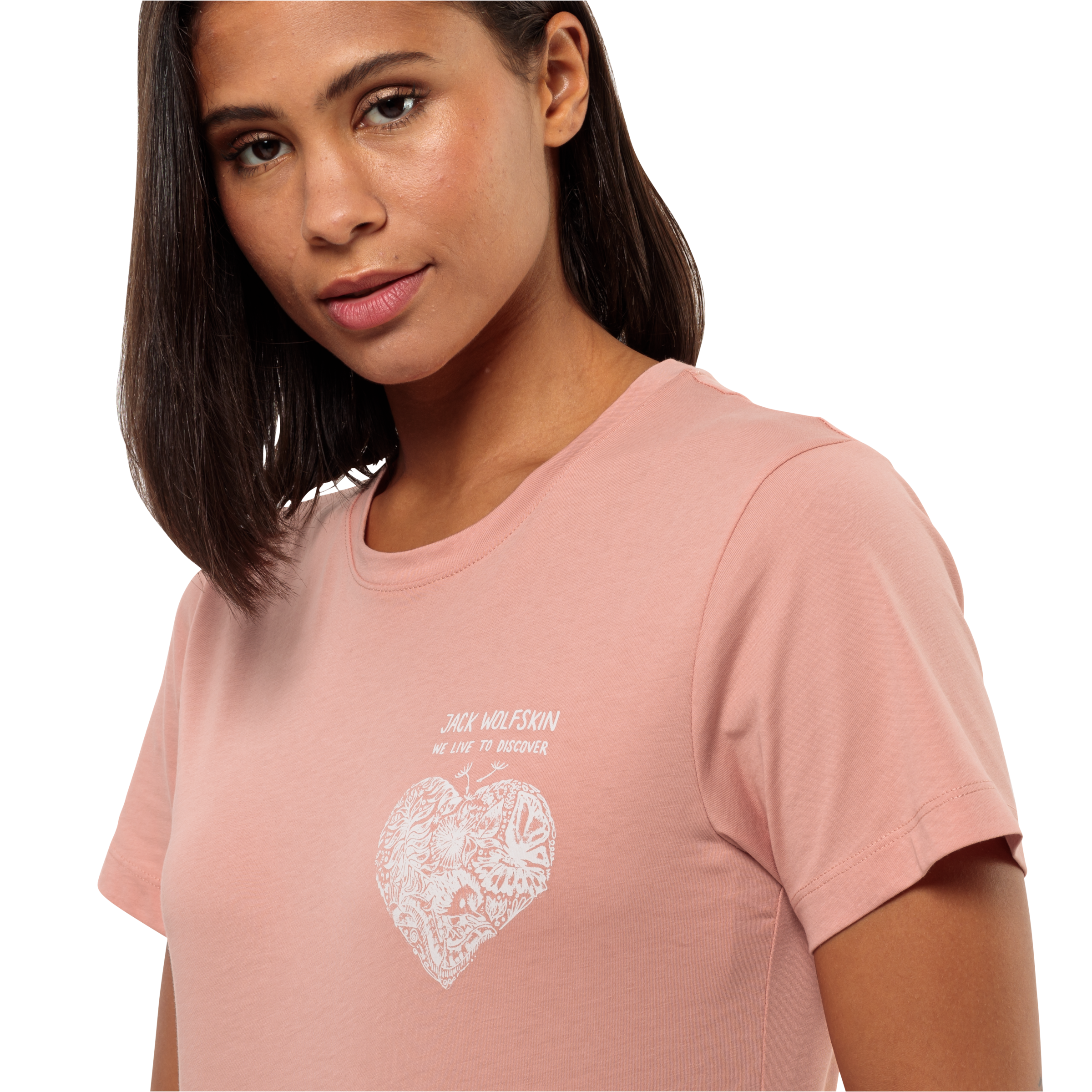 Jack Wolfskin T-Shirt »DISCOVER HEART T W«, klassisches Grafik-T-Shirt aus weicher Bio-Baumwolle