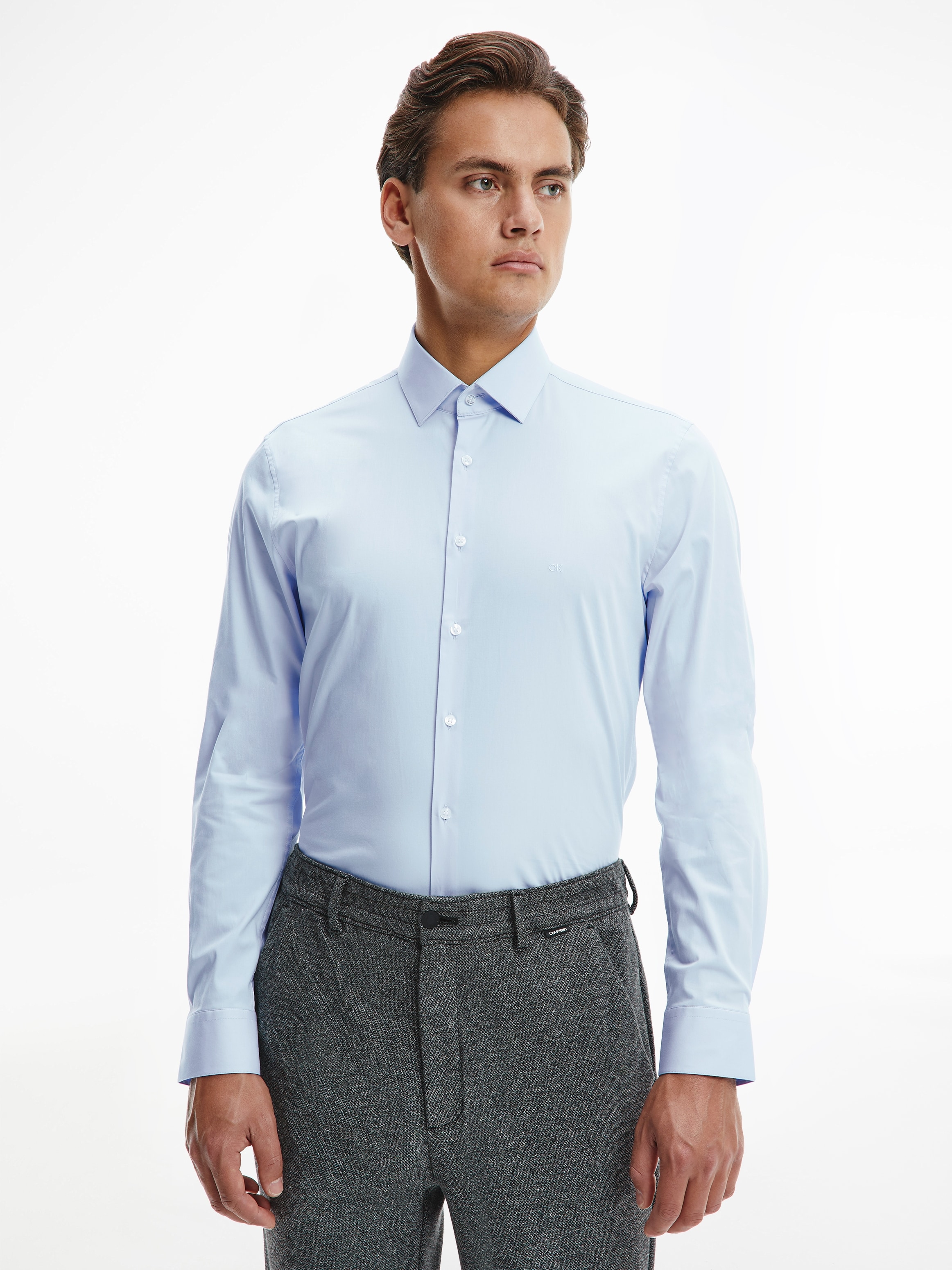 Calvin Klein Businesshemd »POPLIN STRETCH SLIM SHIRT«, mit Kentkragen