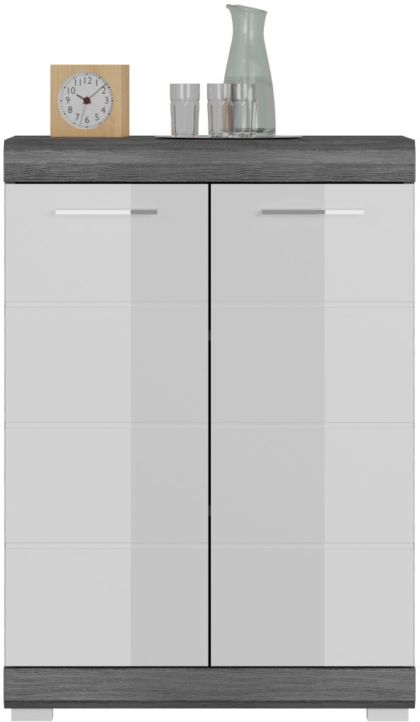 Home affaire Kommode "SIENA, Breite 60 cm, 2 Türen, 2 Einlegeböden, 3 Fächer" hochwertige Rillenfräsung in MDF Front, Schuhkommode, Schuhschrank, Anrichte, Sideboard